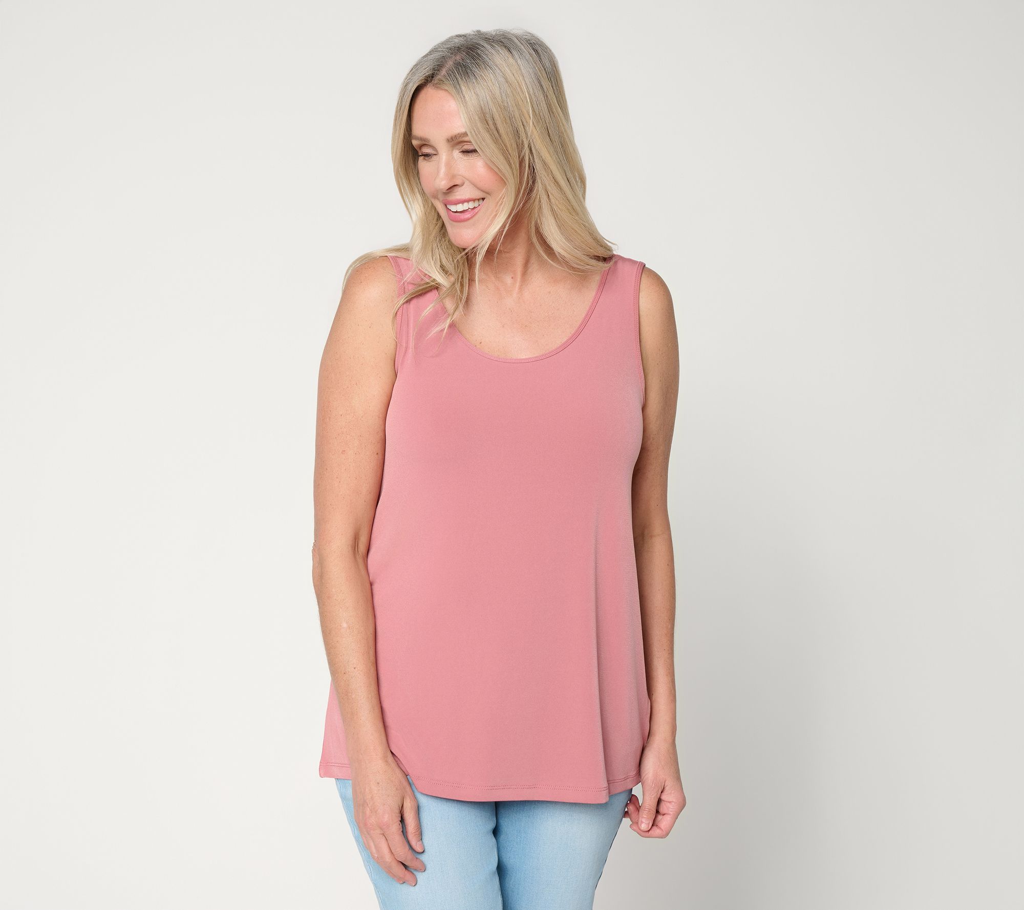 Susan Graver Essentials Liquid Knit Scoop Neck A-Line Tank