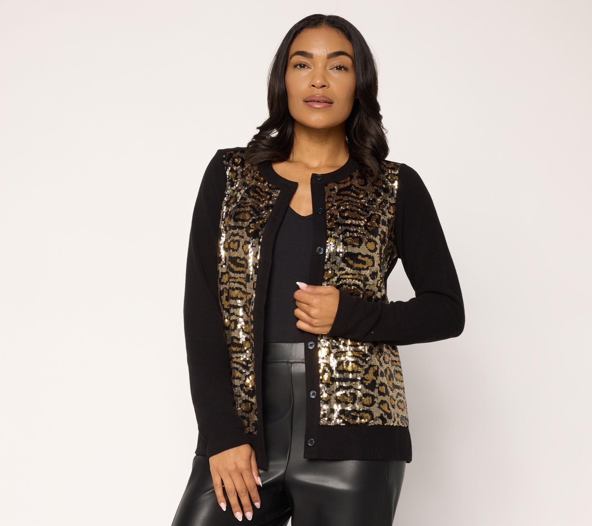 "As Is" Jingle Belles by Kim Gravel Animal Chic Sequin Cardigan