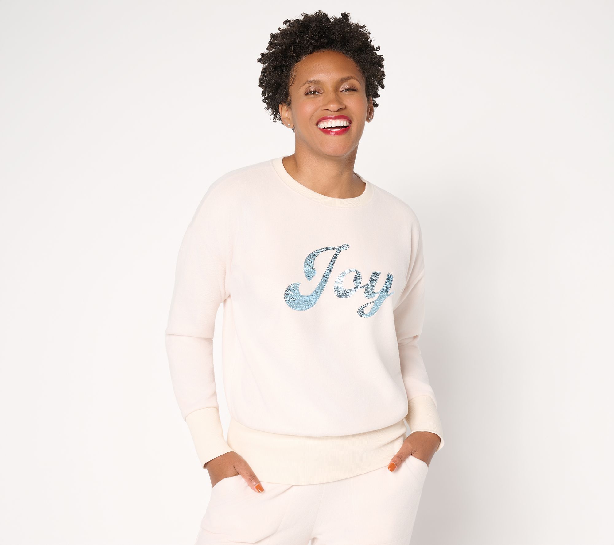 "As Is" Mally Roncal Sequin Cozy Plush Holiday Sweatshirt