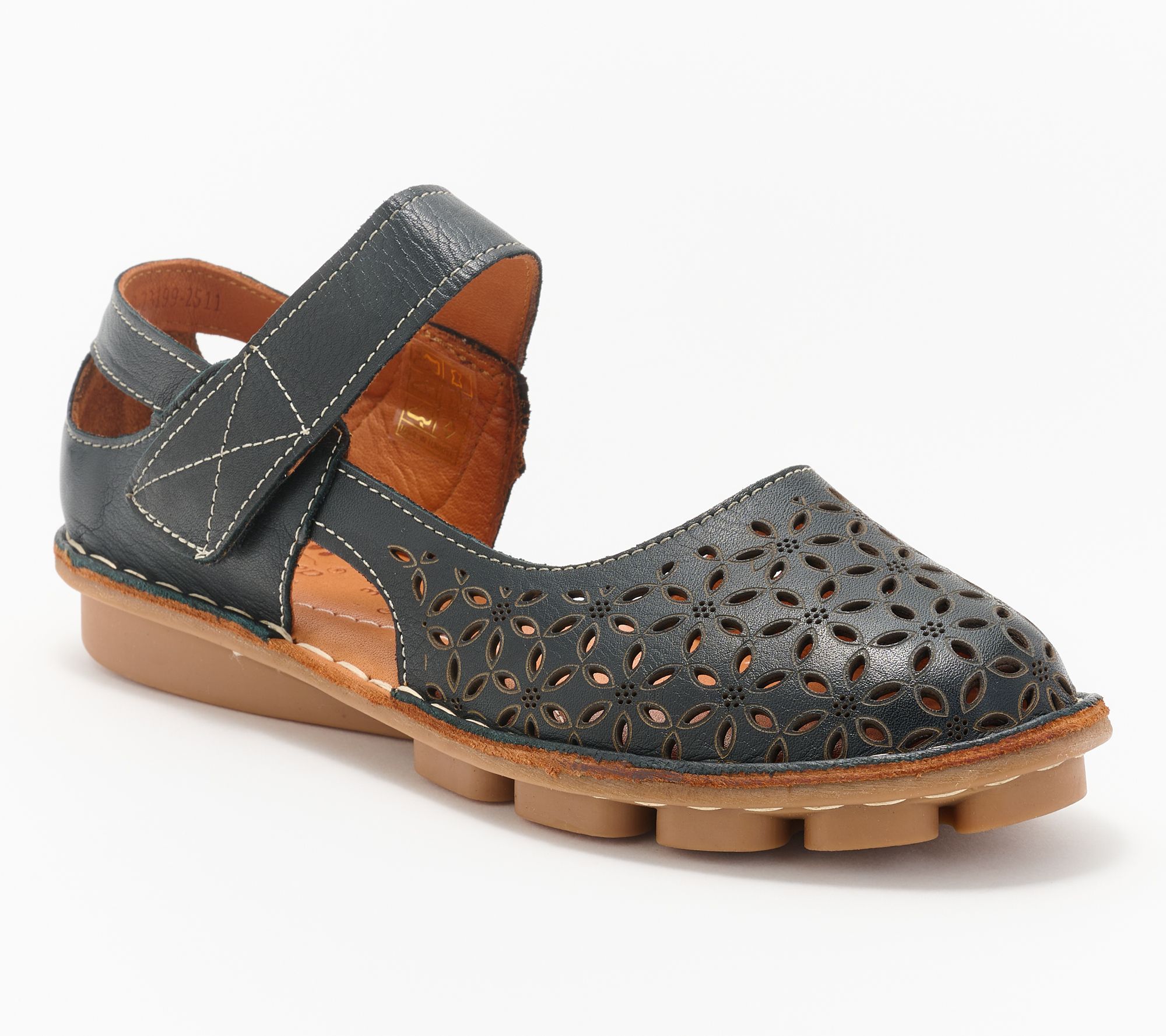 Spring Step Leather Perforated Mary Janes - Canoya