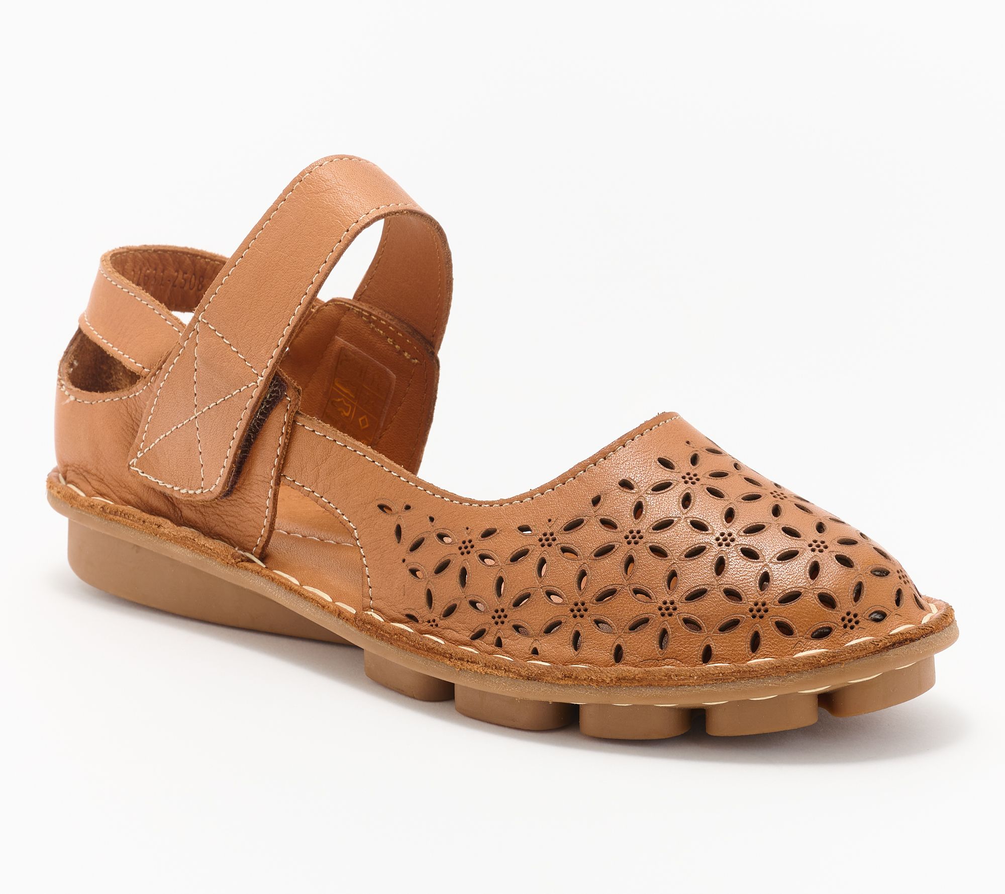 Spring Step Leather Perforated Mary Janes - Canoya
