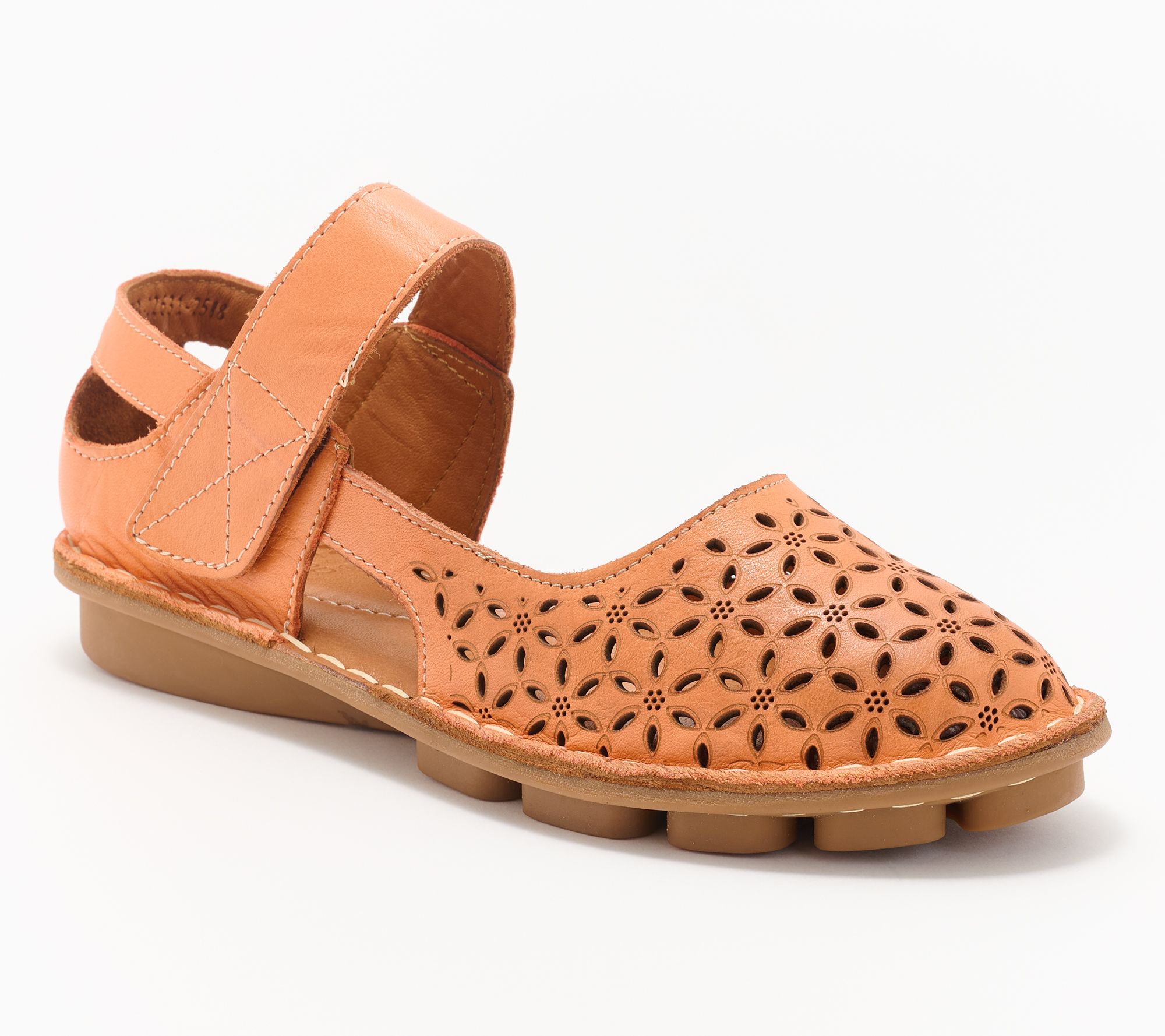 Spring Step Leather Perforated Mary Janes - Canoya