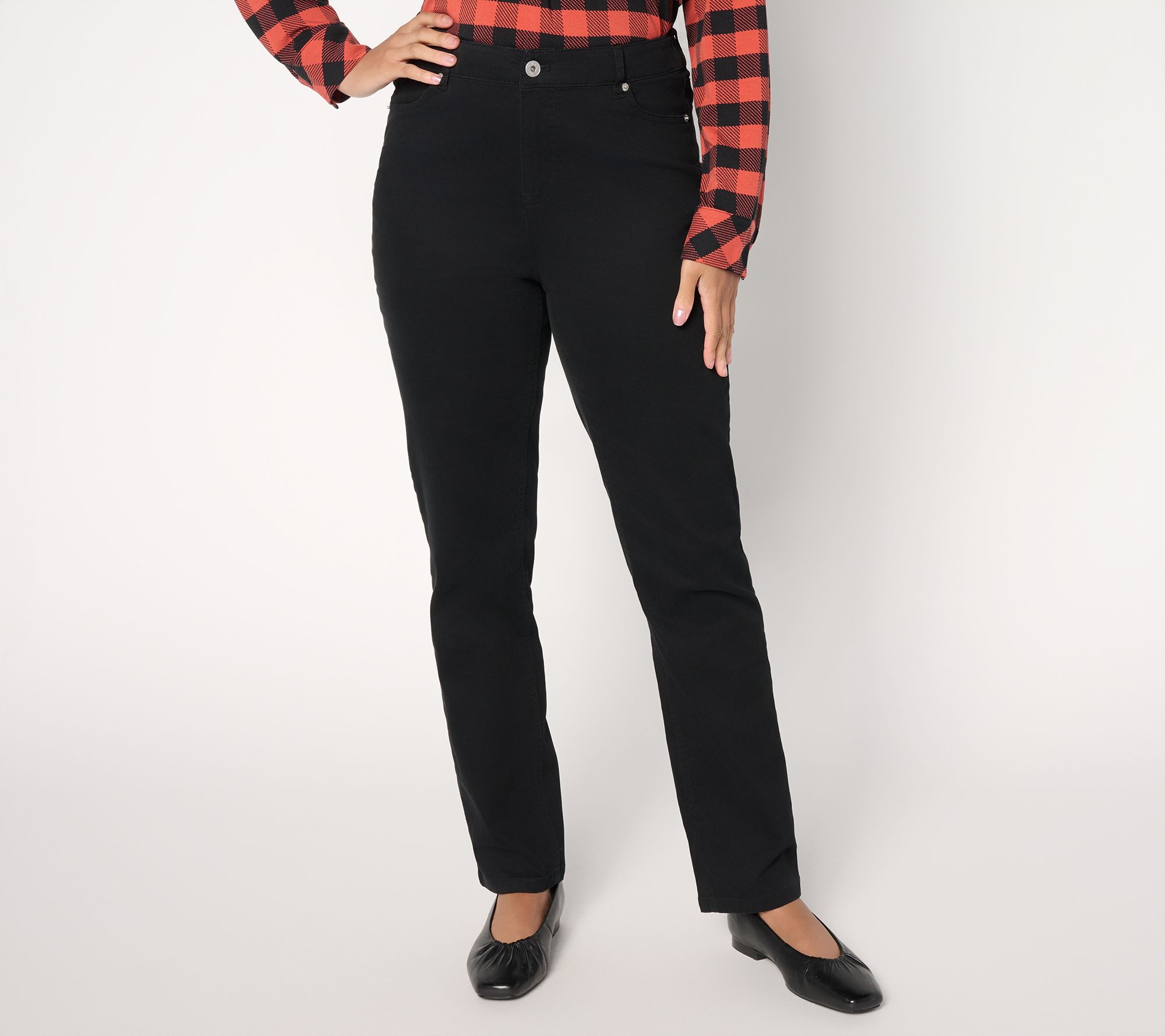 "As Is" Denim & Co. Reg Woven Twill Slim Straight Pants