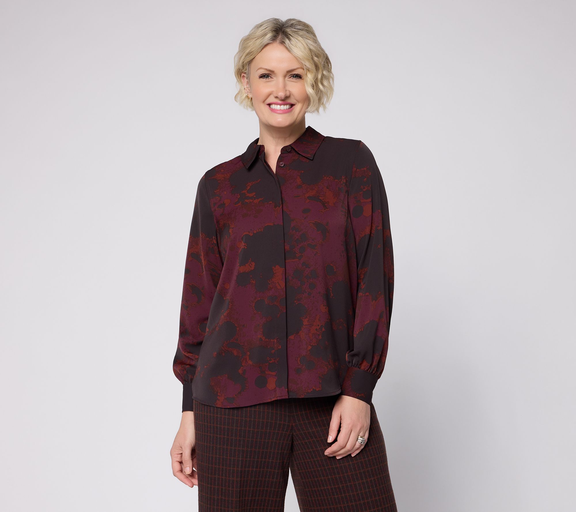 Carla Rockmore Collection Printed Stretch Sateen Shirt