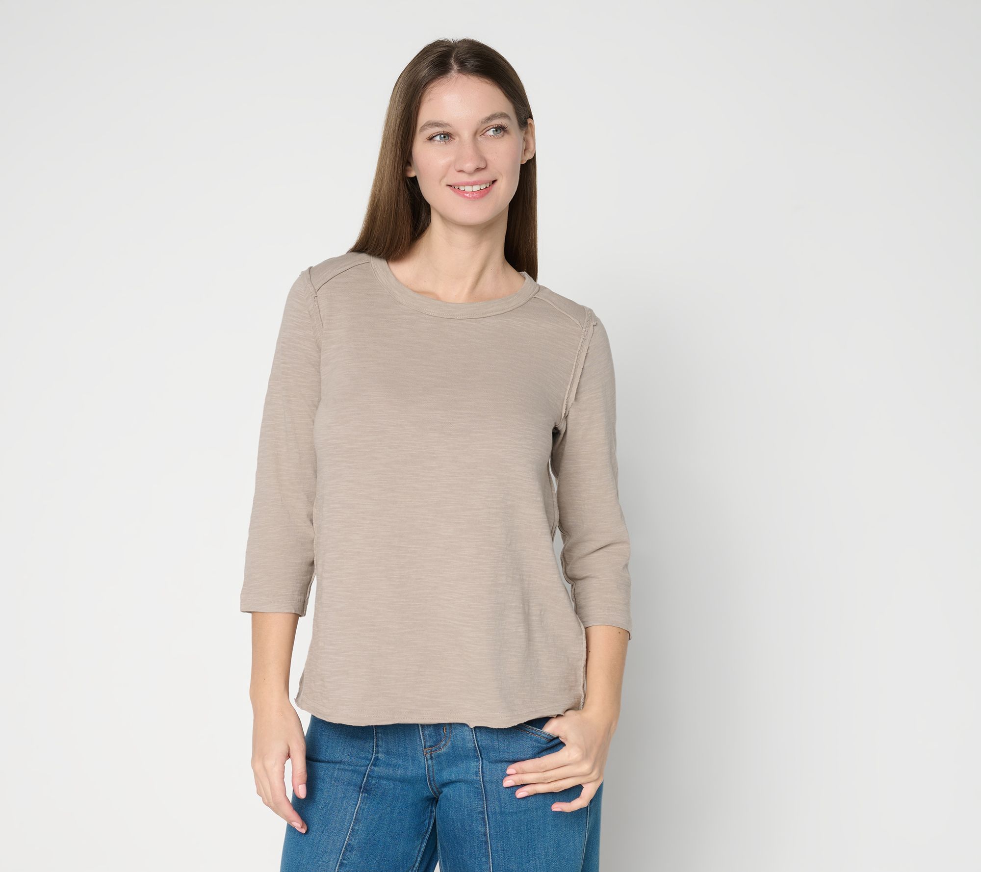 "As Is" LOGO Principles by Lori Goldstein 3/4 Sleeve Seam Detail Top