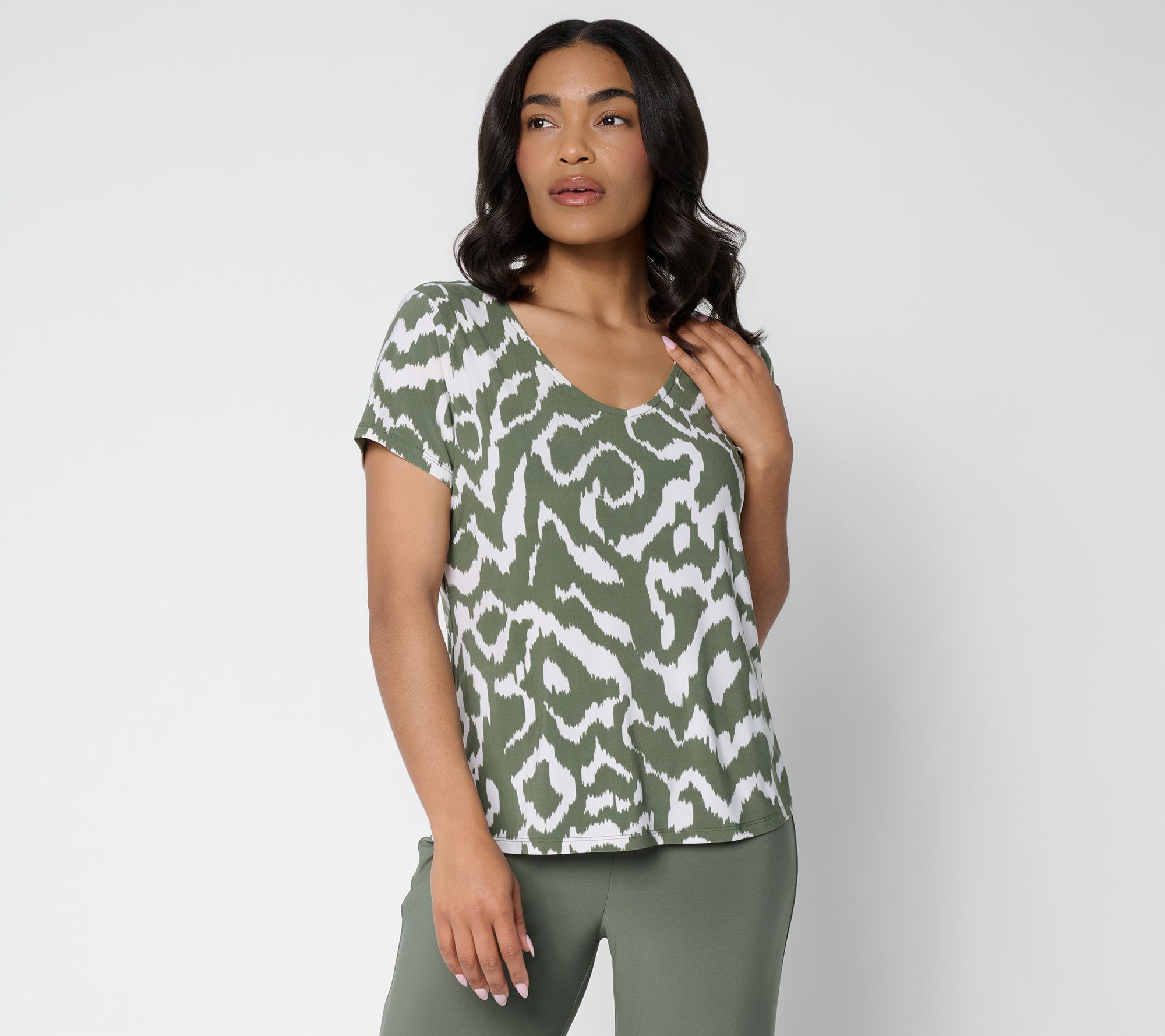  Attitudes by Renee Como Jersey V-Neck Top
