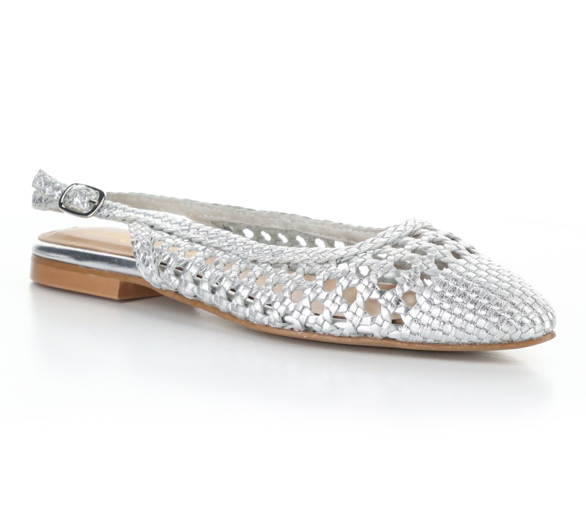 Bos. & Co. Metallic Woven Leather Buckle Flats- Willow
