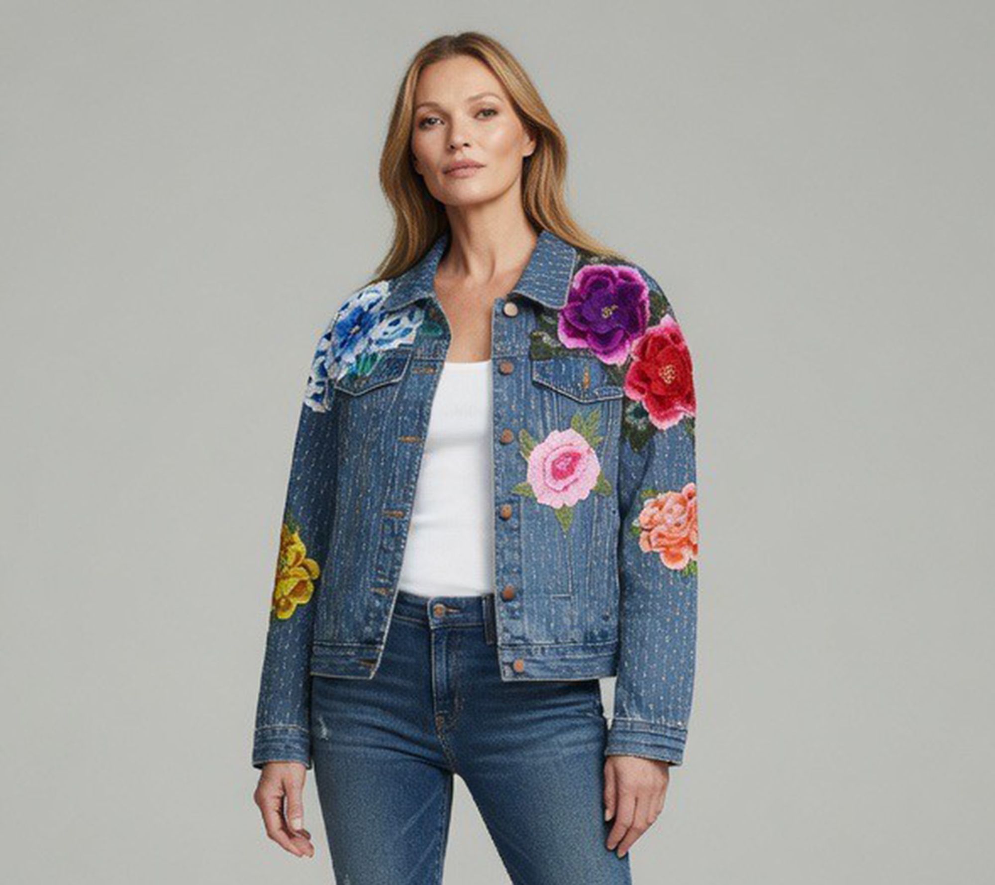 Nikki Lund Blossom 3D Floral Denim Jacket