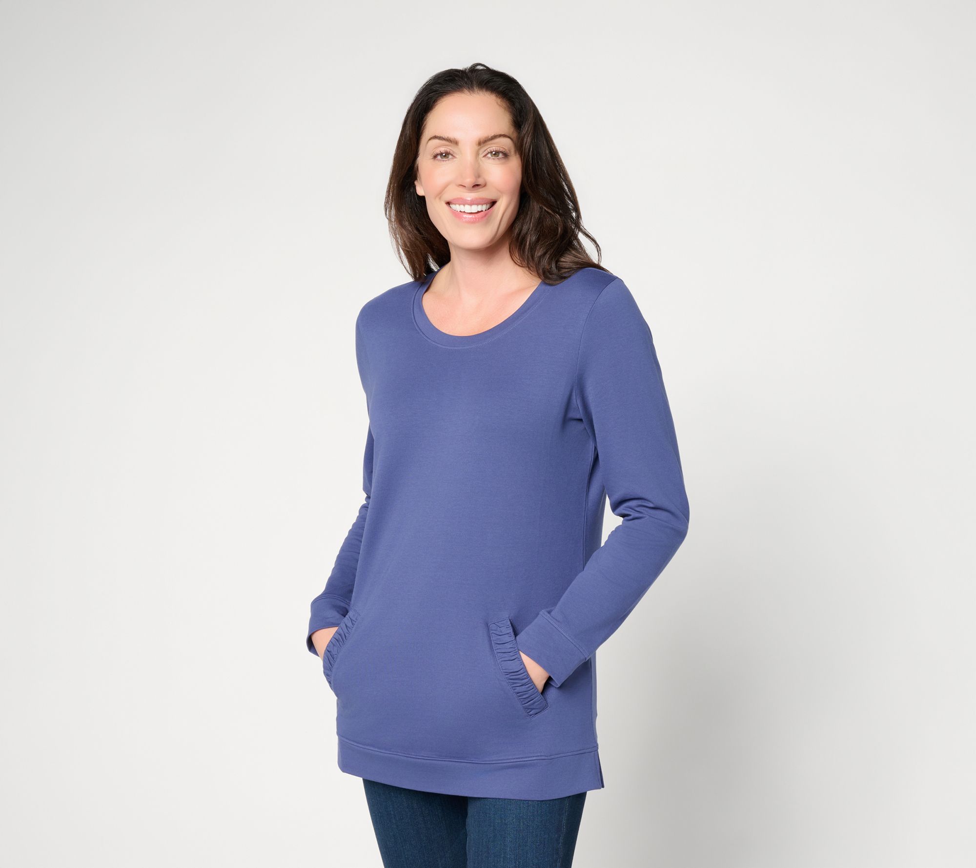 Denim & Co. Active Petite French Terry Tunic