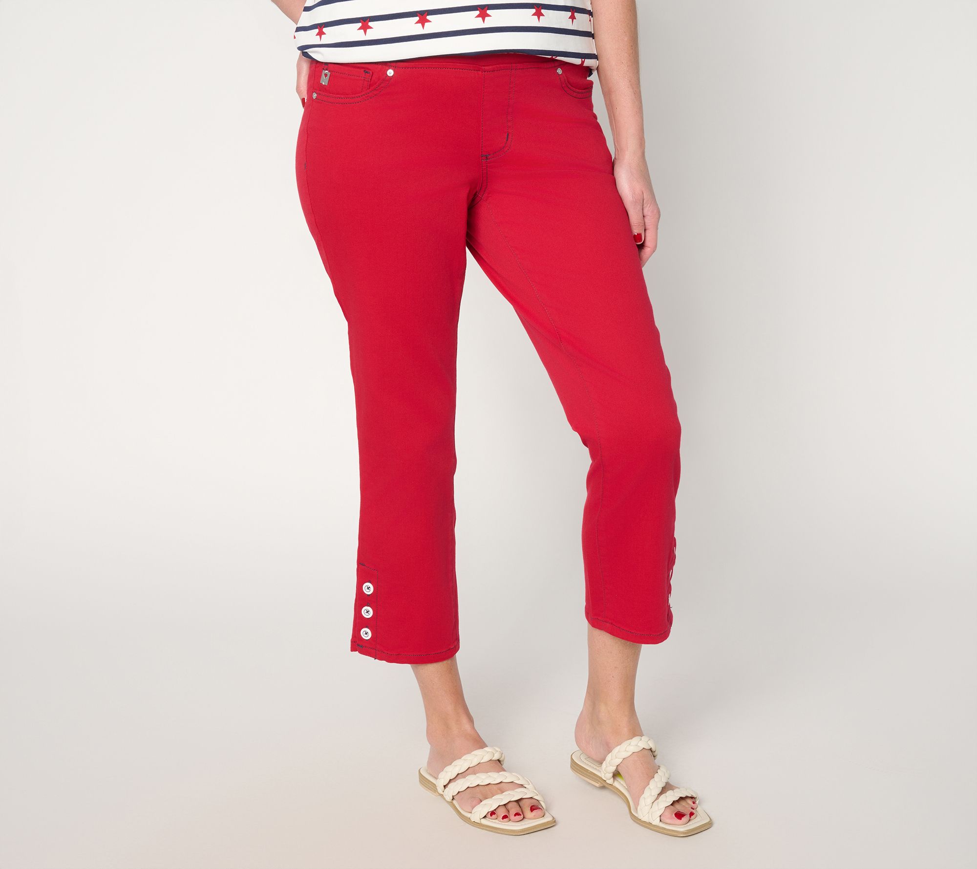 "As Is" Belle by Kim Gravel Reg Primabelle Twill Button Cropped Jean