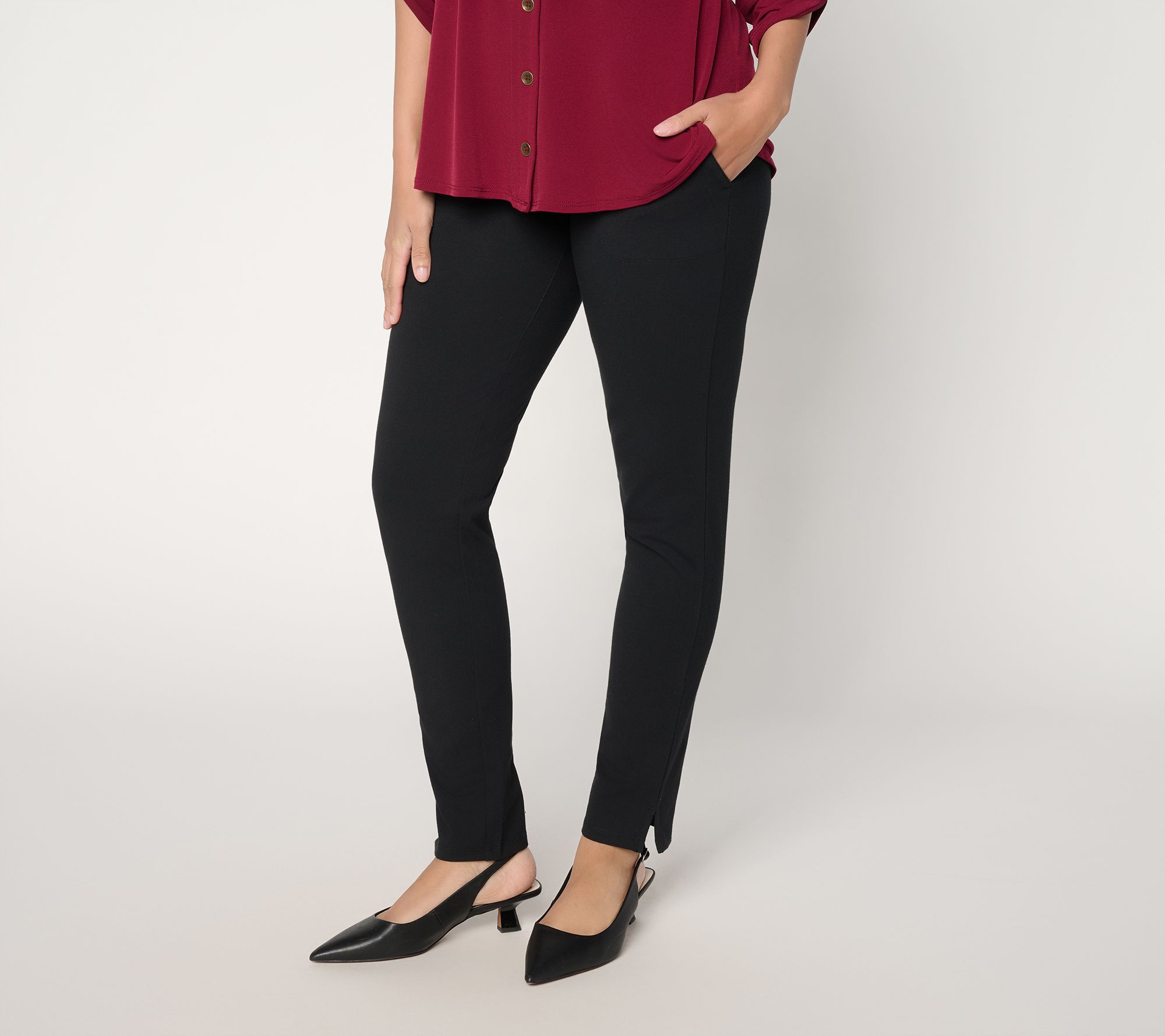 "As Is" Women with Control Petite 86/14 Slim Leg Chic Contour Pant