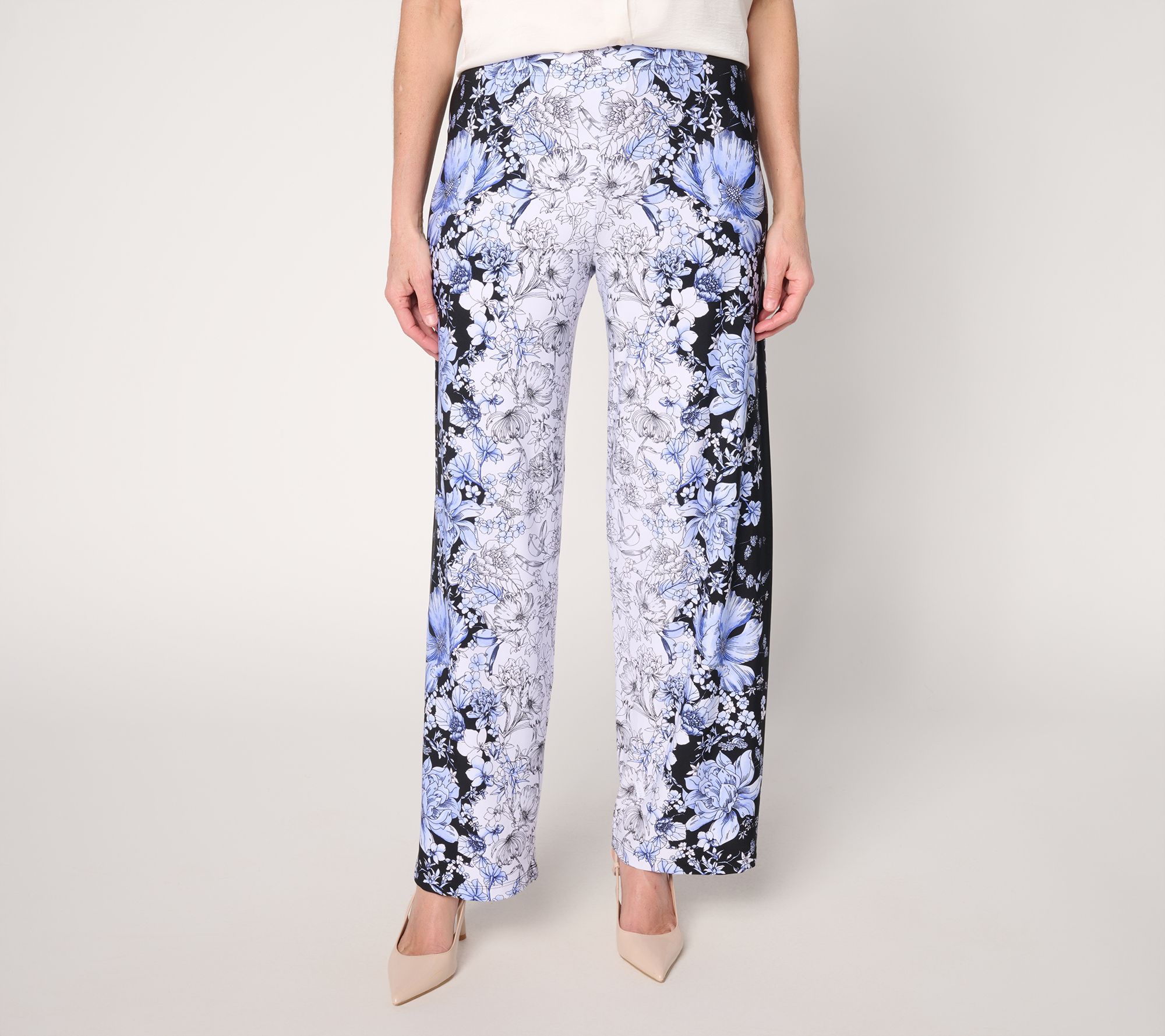 "As Is" Susan Graver Regular Printed Liquid Knit Wide Leg Pants