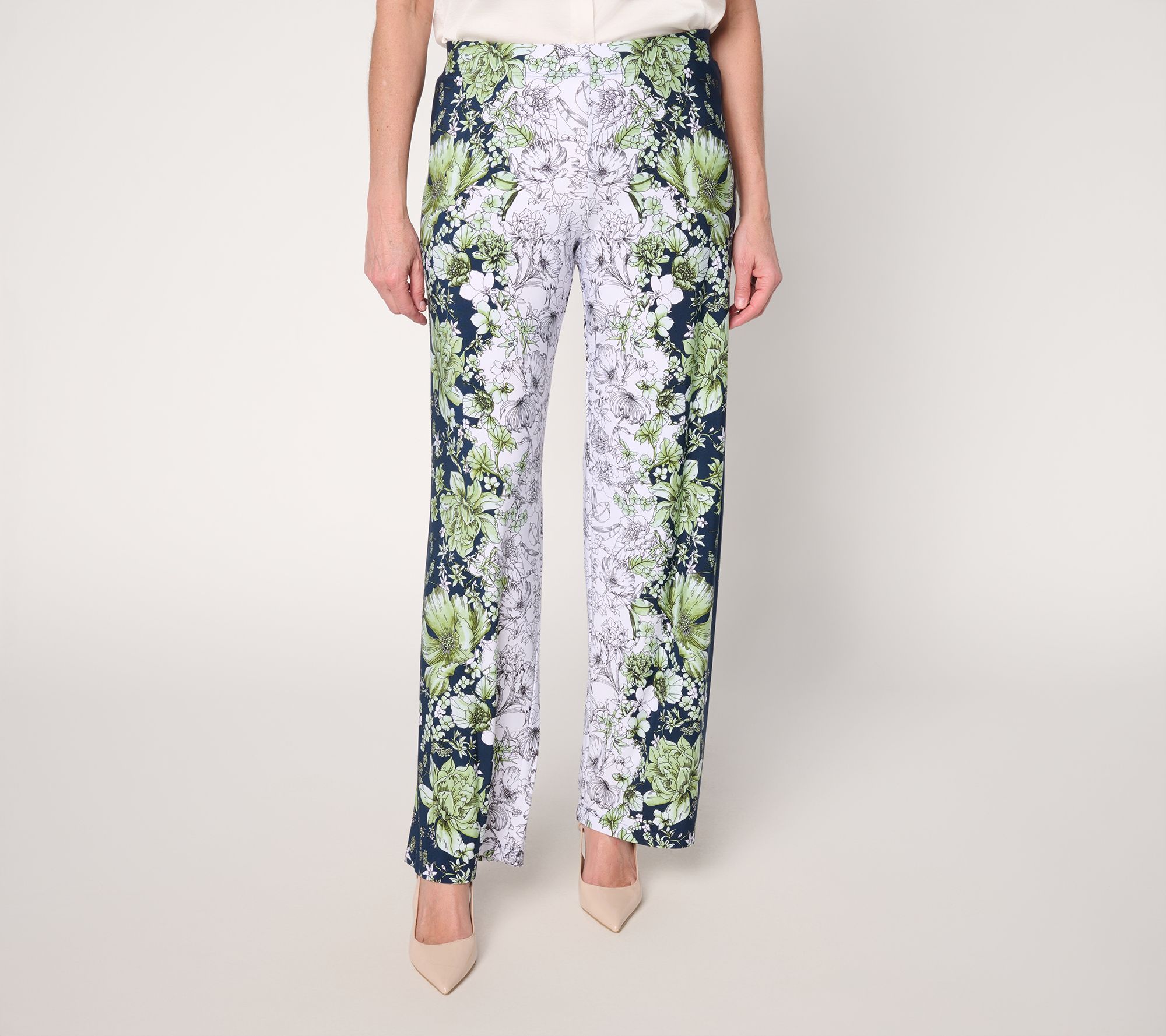 "As Is" Susan Graver Regular Printed Liquid Knit Wide Leg Pants