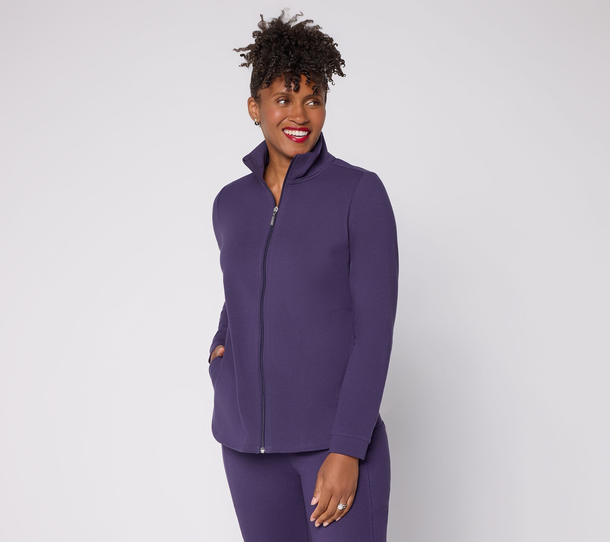 "As Is" Denim & Co. Active Duo Stretch Zip-Front Jacket