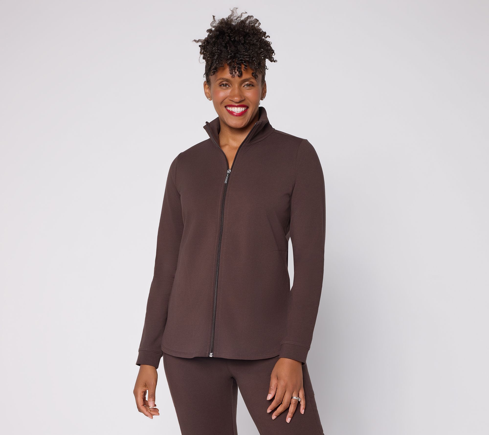 "As Is" Denim & Co. Active Duo Stretch Zip-Front Jacket