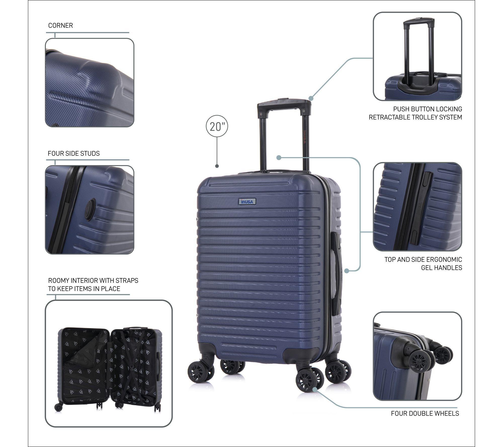 InUSA DEEP Lightweight Hardside Spinner 20in Carry-On - QVC.com