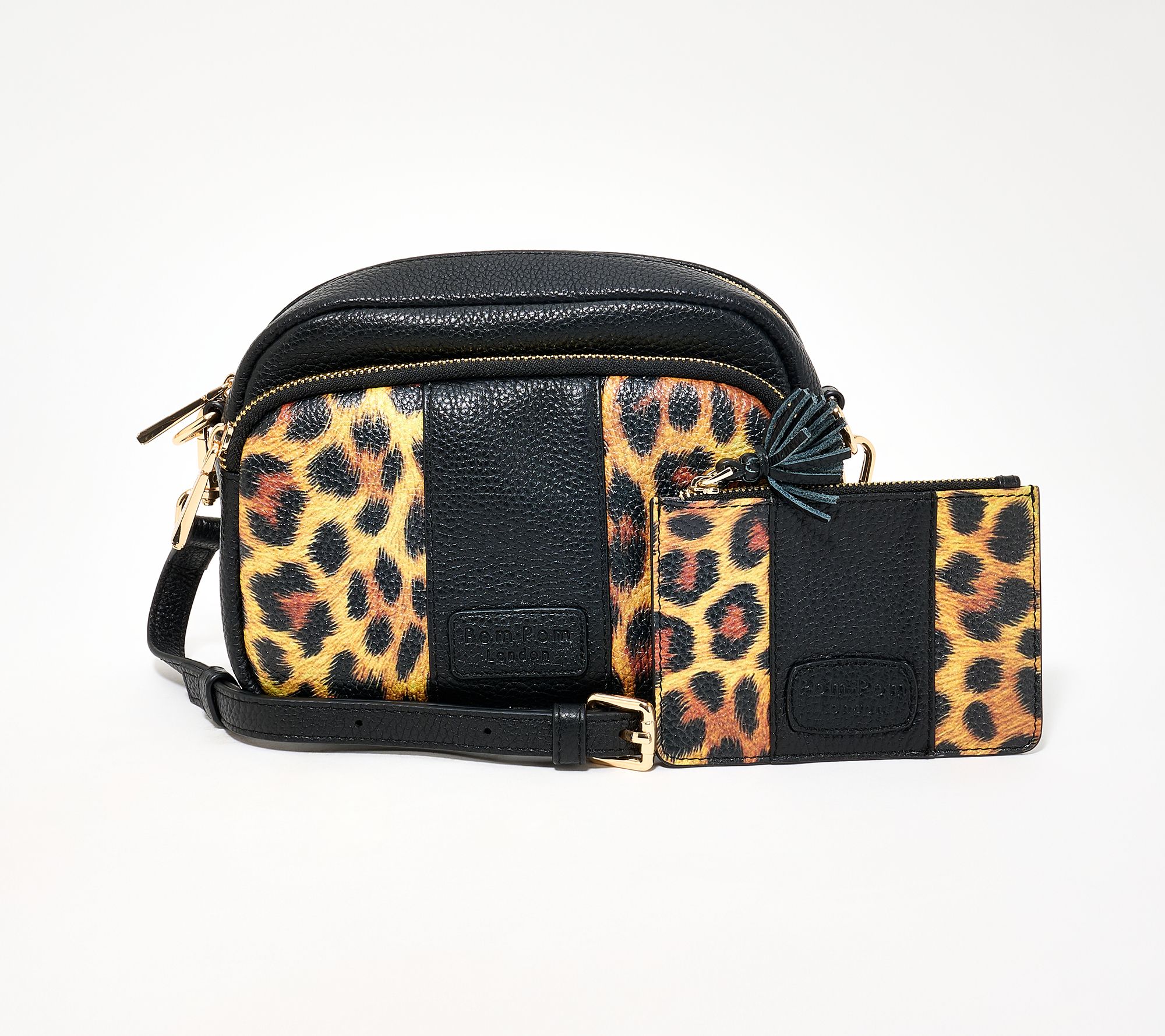  "As Is" Pom Pom London Original Crossbody with RFID Slim Card Case