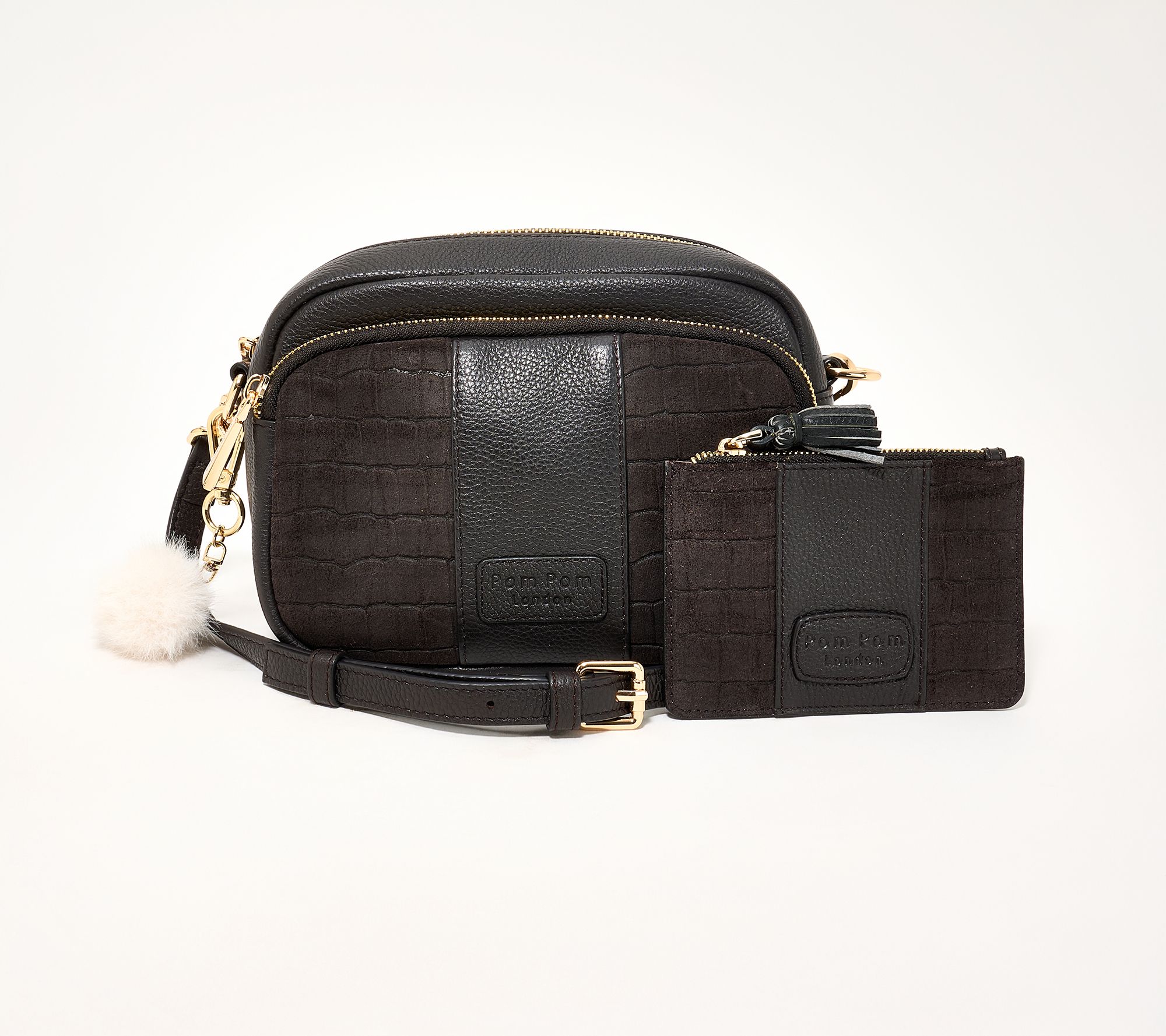 "As Is" Pom Pom London Original Crossbody with RFID Slim Card Case