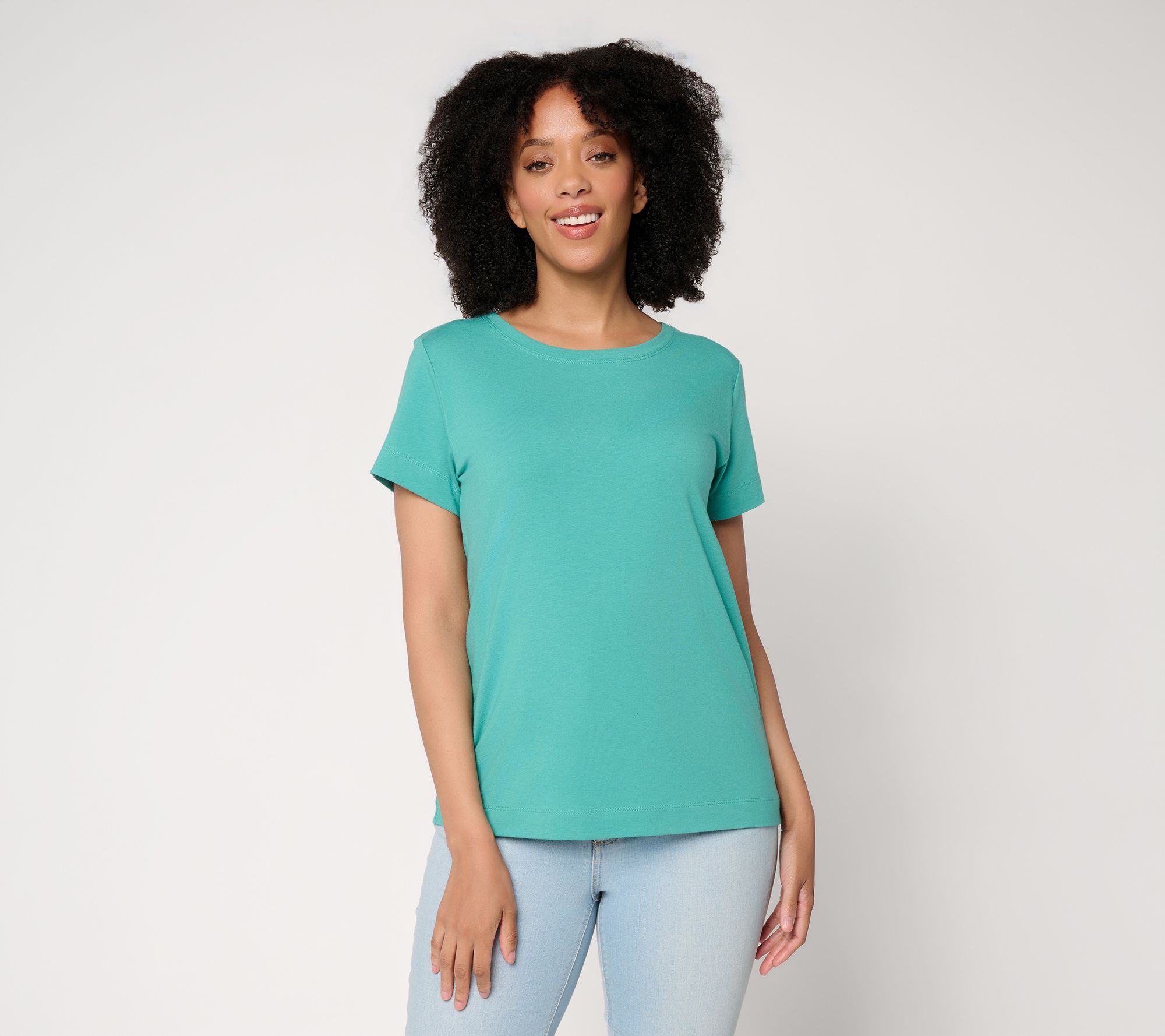 "As Is" Susan Graver Essentials Comfy Cotton Crew Neck Top