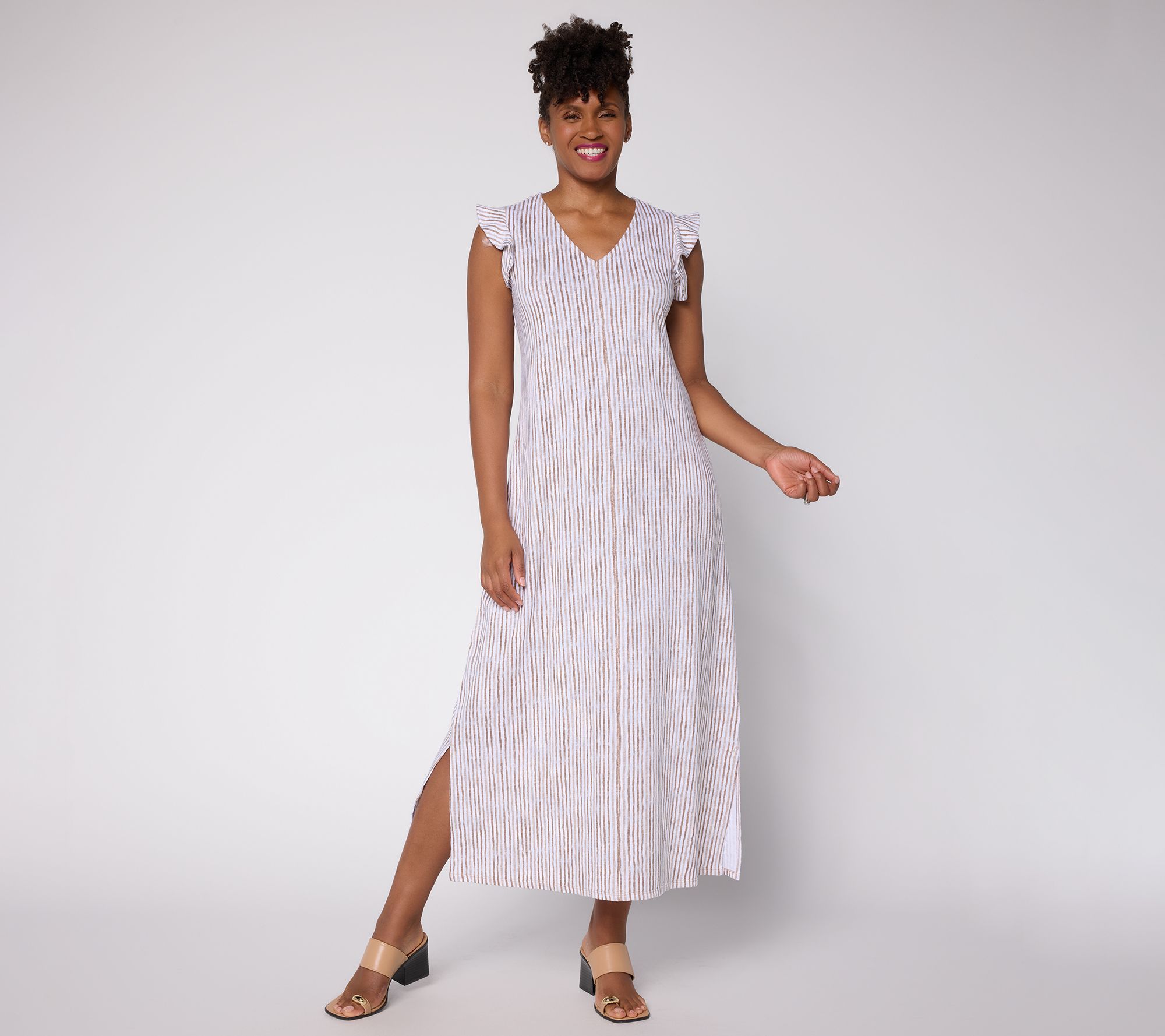 "As Is" Denim & Co. Regular Cotton Slub Maxi Dress with Pockets
