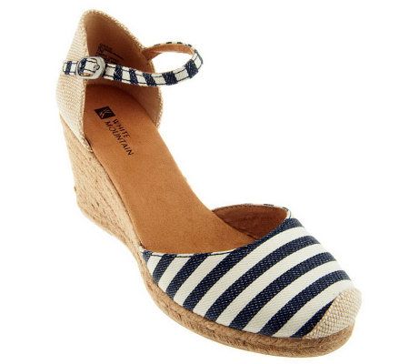 White Mountain Mamba Espadrille Wedges with Stripe Detail — QVC.com