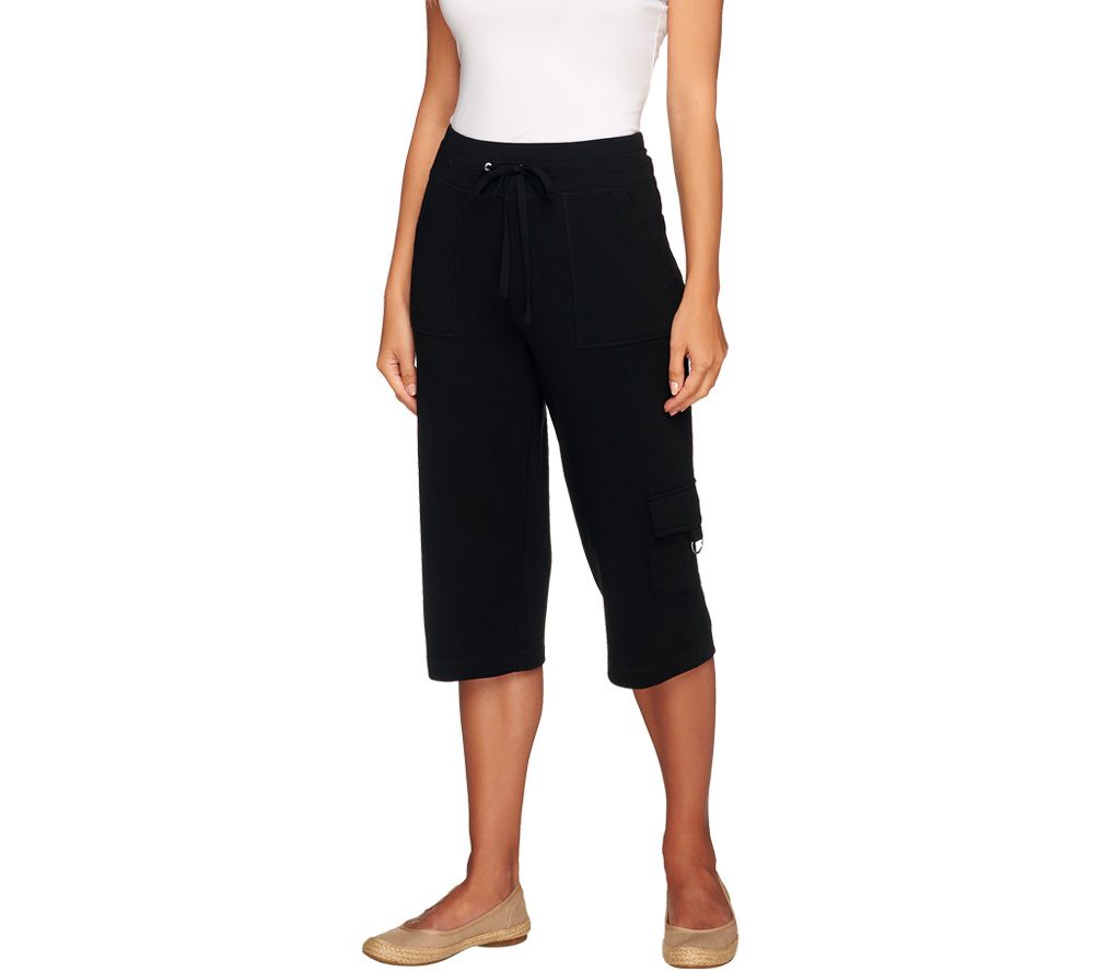 Susan Graver Weekend French Terry Pull-On Capri Pants w/ Cargo Pockets ...