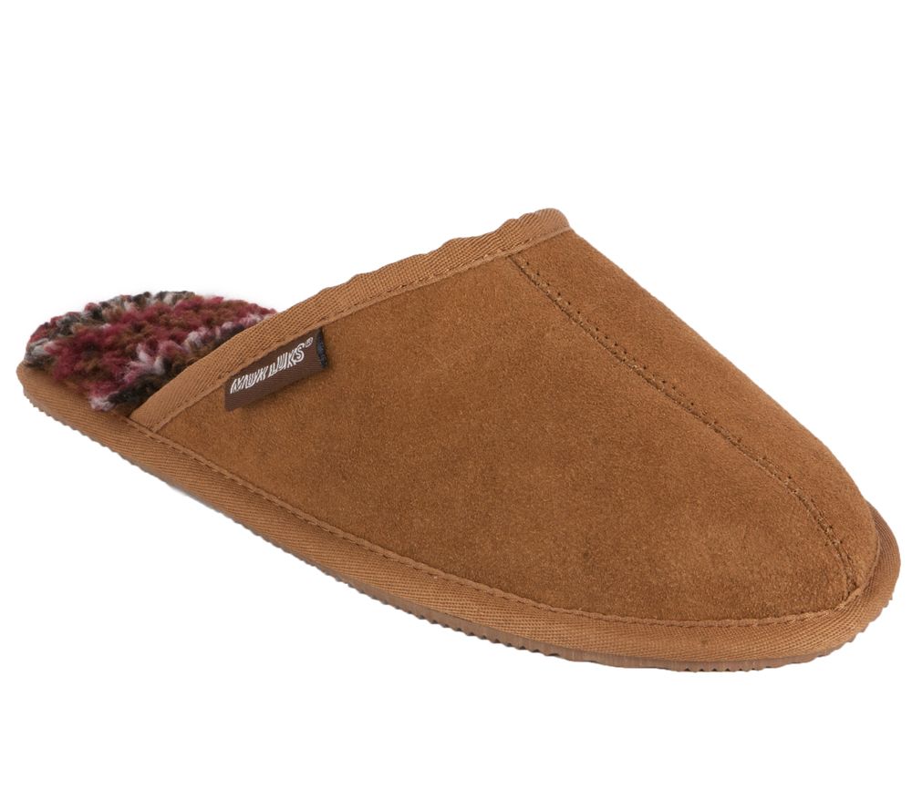 MUK LUKS Men's Printed Berber Suede Scuffs