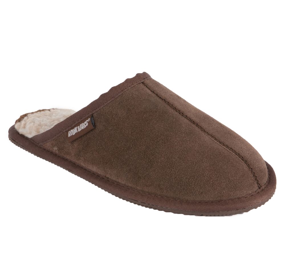 MUK LUKS Men's Printed Berber Suede Scuffs