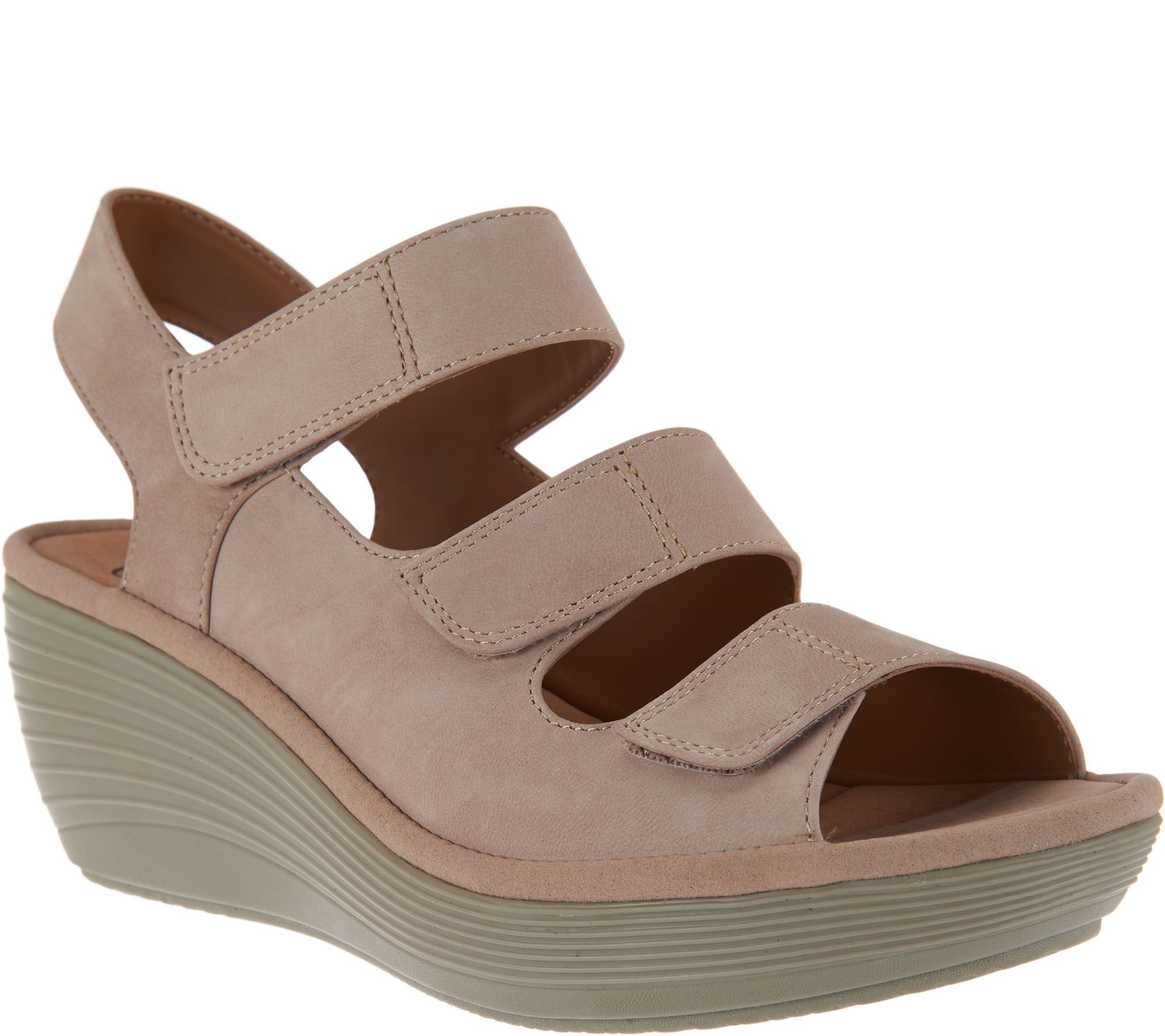 clarks wedge sandals on qvc