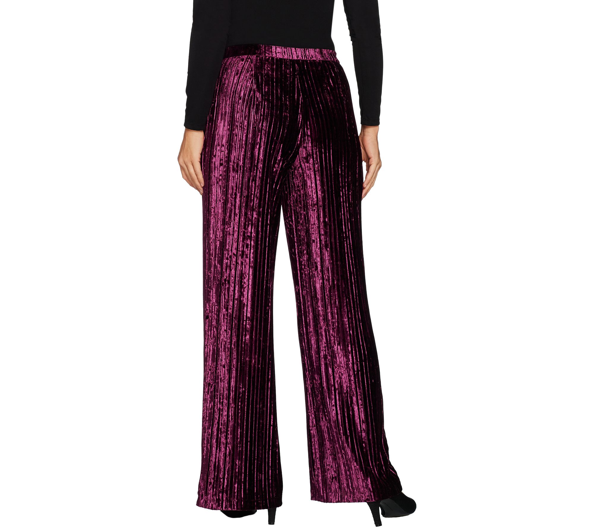 crushed velvet high waisted wide leg pants