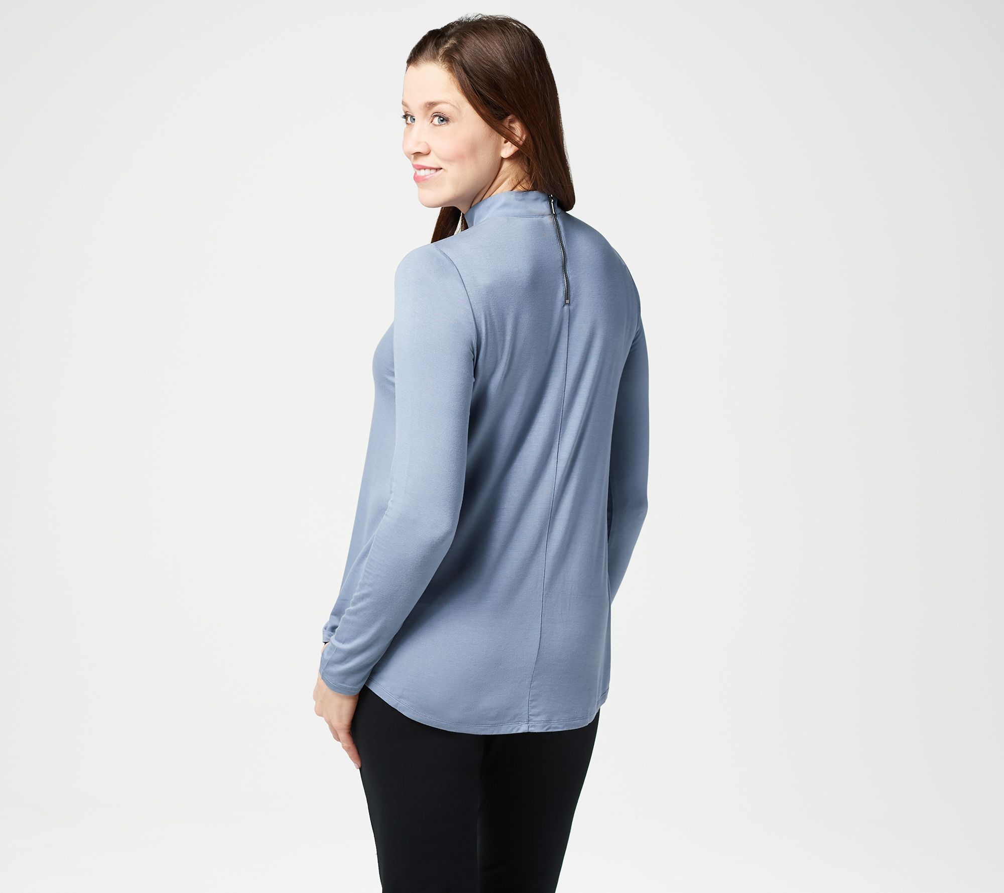 Lisa Rinna Collection Banded Neck Long Sleeve Top - QVC.com
