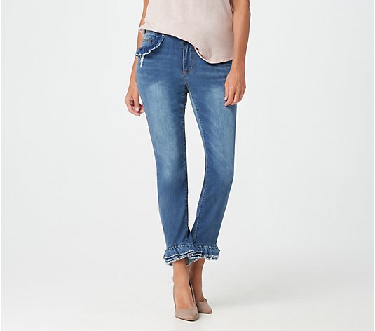 Women with Control Regular My Wonder "Amy" Ruffle Trimmed Ankle Jeans