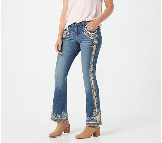 Laurie Felt Classic Denim Floral Embroidered Boot-Cut Jeans
