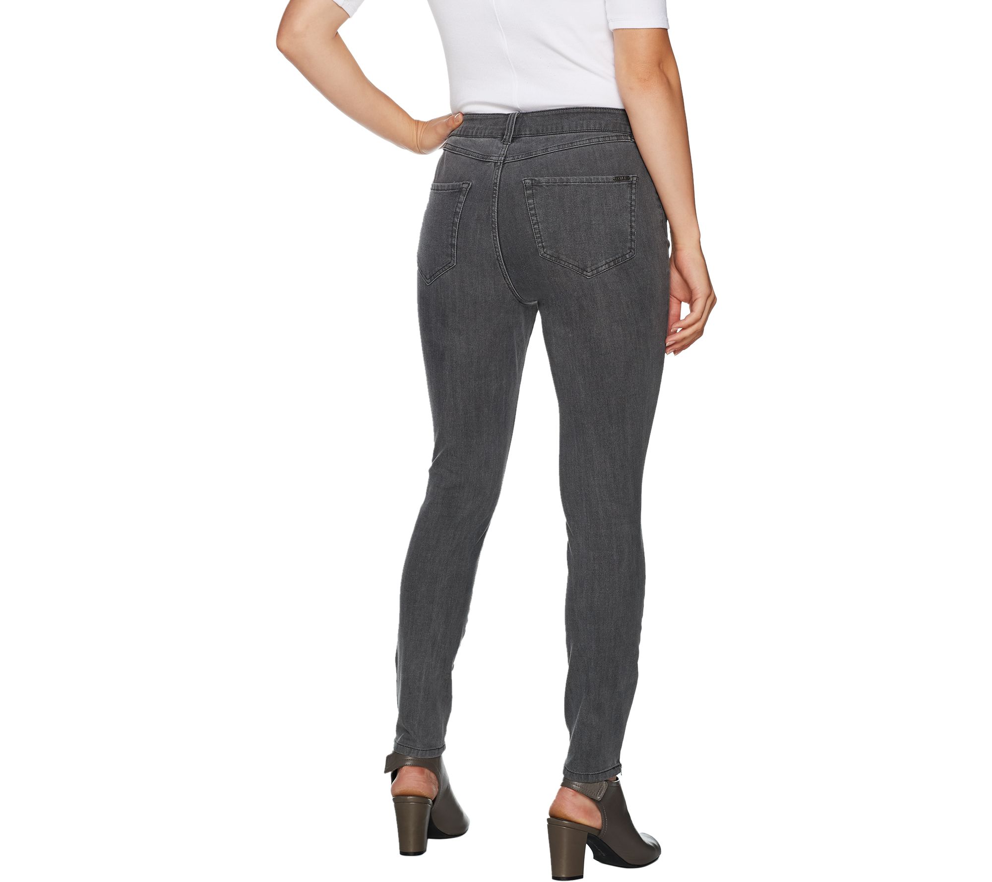 "As Is" G.I.L.I. Petite Washed Denim Ankle Zip Jeans