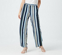  Dennis Basso Regular Printed Luxe Crepe Pull-On Wide Leg Pants - A373129