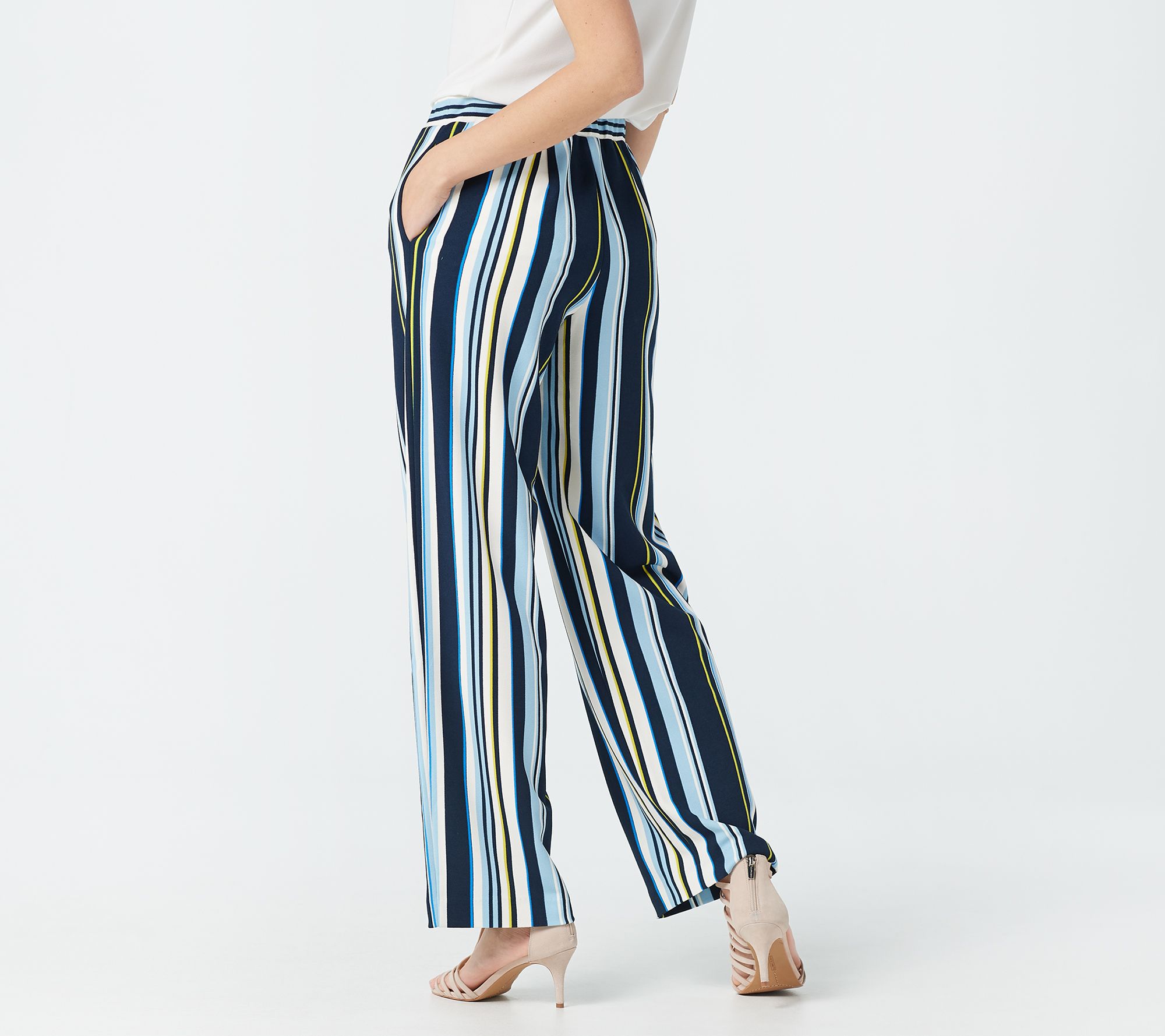 Dennis Basso Regular Printed Luxe Crepe Pull-On Wide Leg Pants - QVC.com