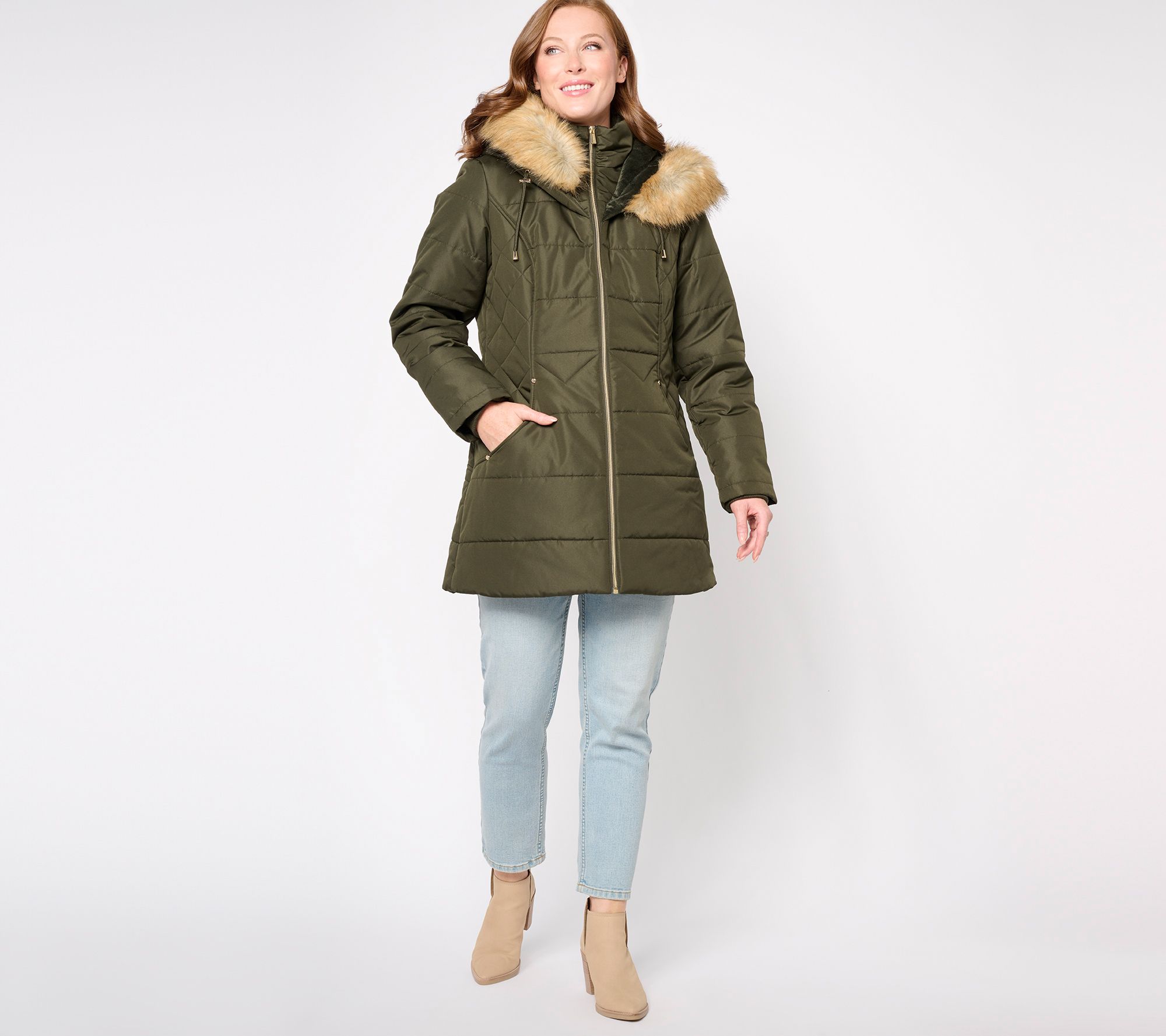 Susan Graver Water Resistant Quilted Puffer Jacket with Hood - QVC.com