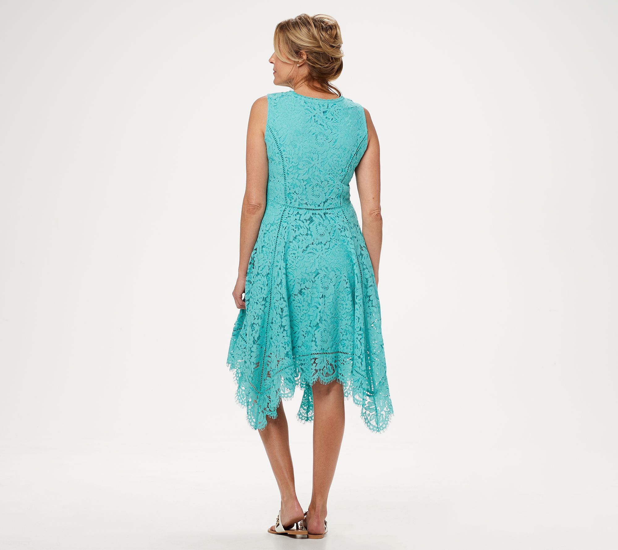 "As Is" Isaac Mizrahi Live! Petite Floral Lace Midi Dress