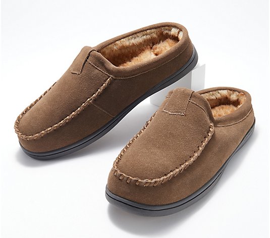 Clarks Suede Men's Faux-Fur Lined Clog Slippers
