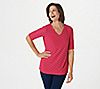 Susan Graver Burnour Jacquard Knit Elbow-Sleeve Fully-Lined Top