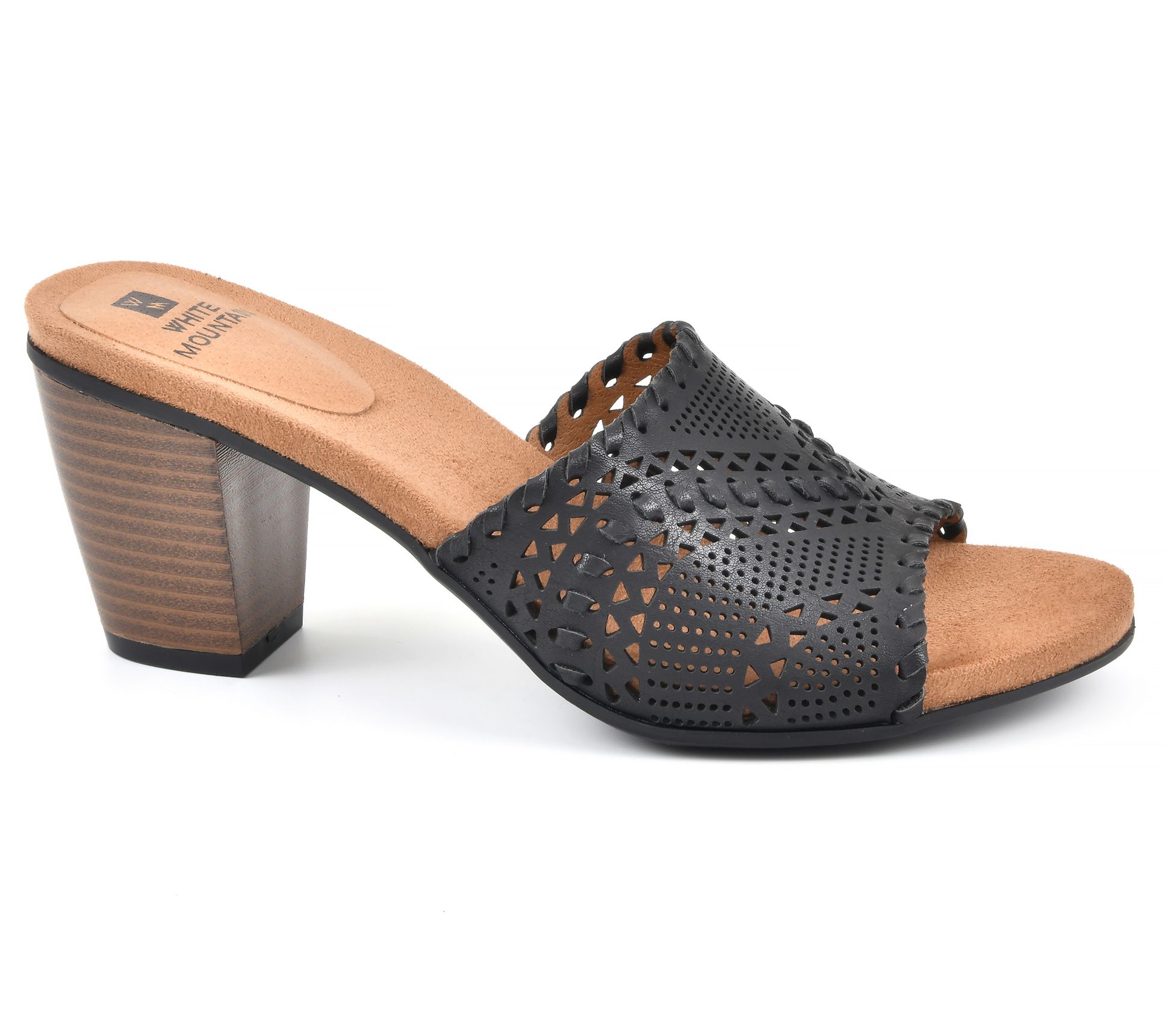 block heel slip on sandals