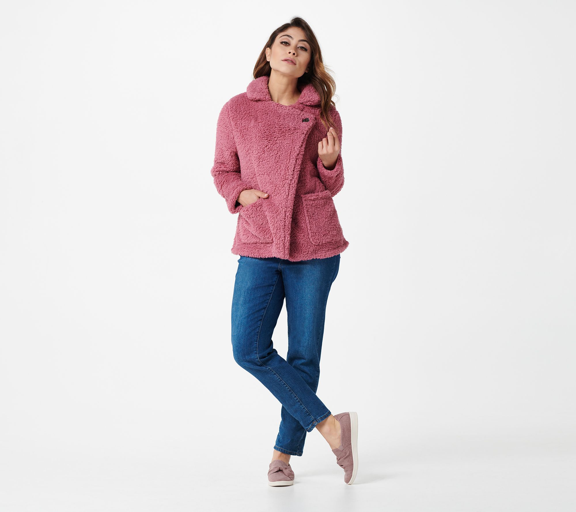 "As Is" Cuddl Duds Sherpa Wrap Front Jacket