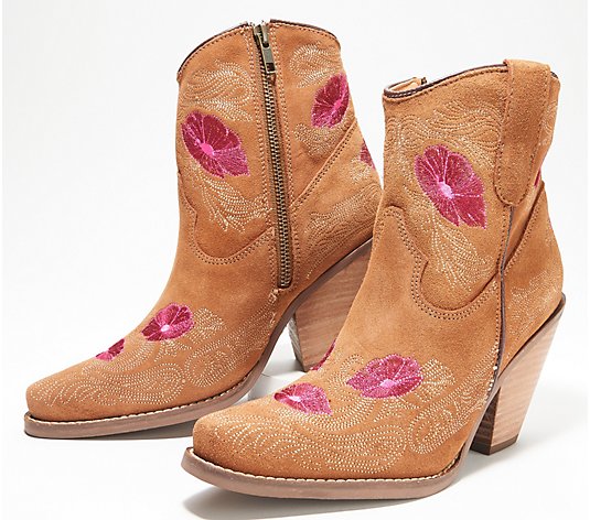 Dingo Suede Embroidered Cowboy Boots - Tootsie
