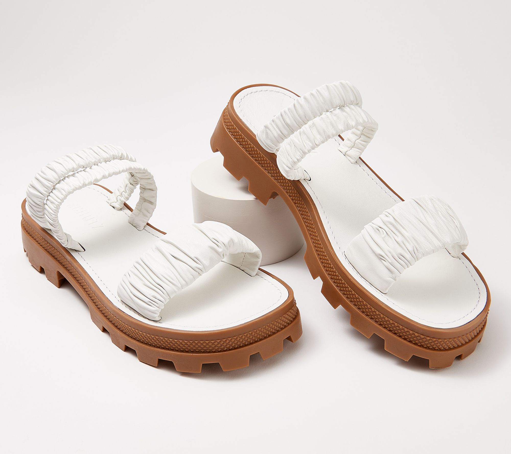 Schutz Leather Sporty Slide Sandals - Lirah - QVC.com