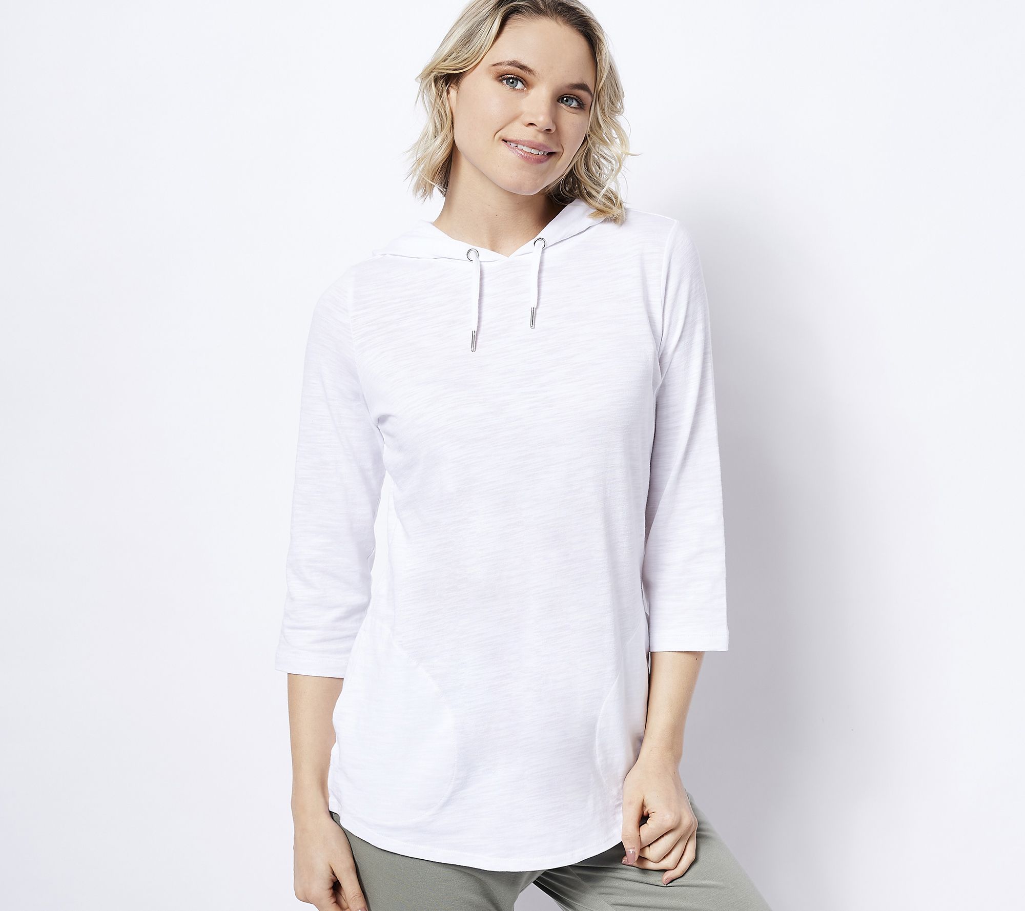 Belle by Kim Gravel Slub Knit 3/4-Sleeve Hoodie