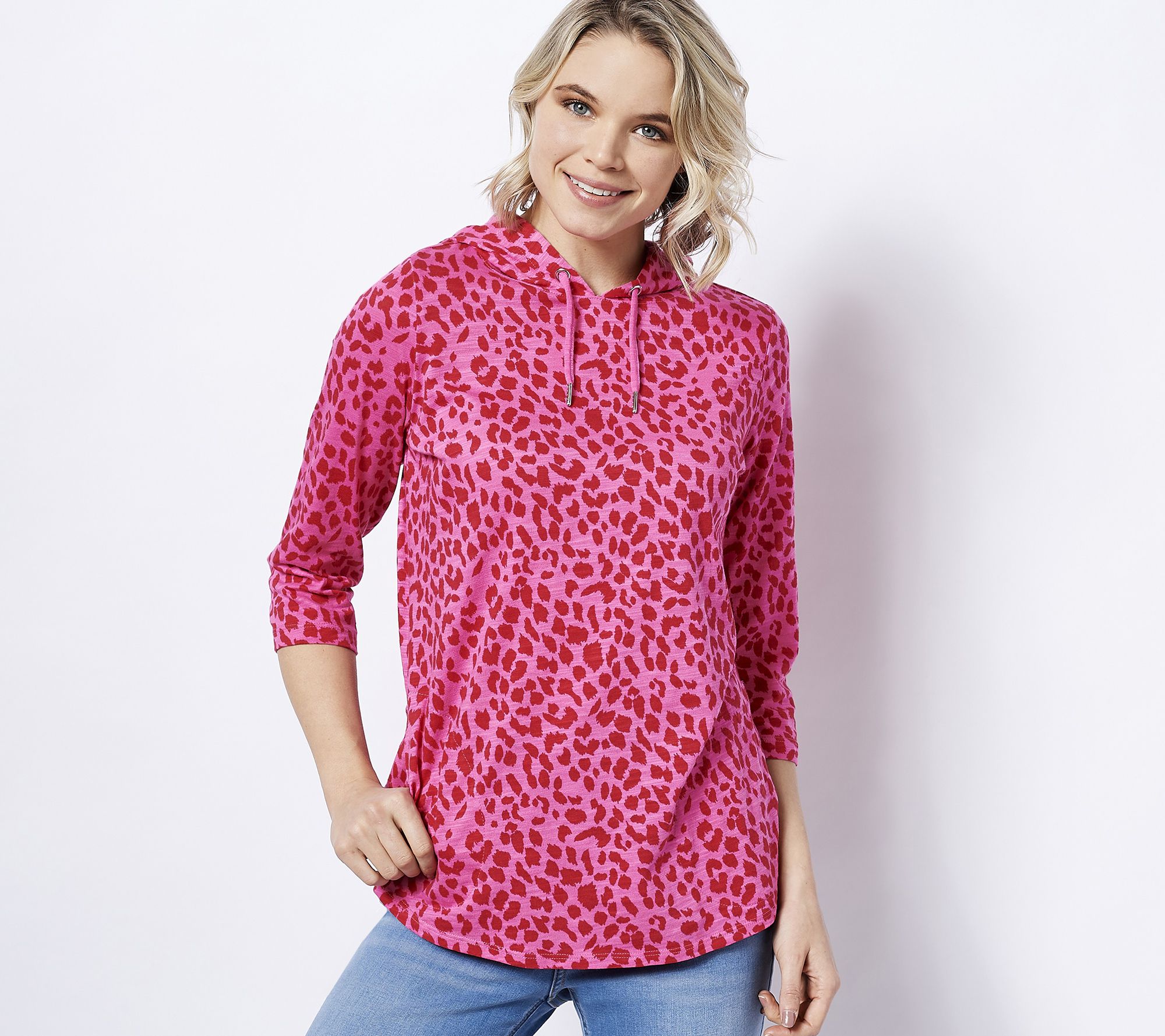 Belle by Kim Gravel Slub Knit 3/4-Sleeve Hoodie