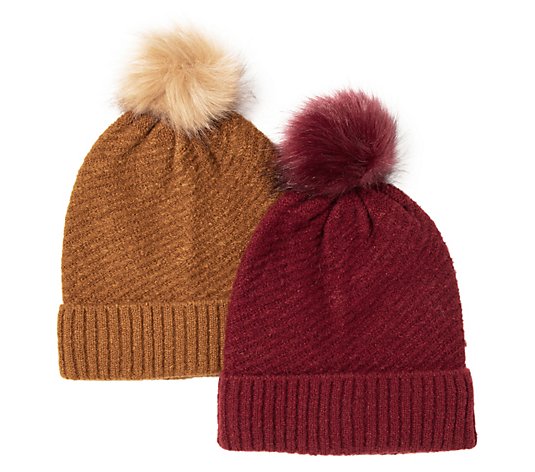 San Diego Hat Co. Set of 2 Beanies with Poms