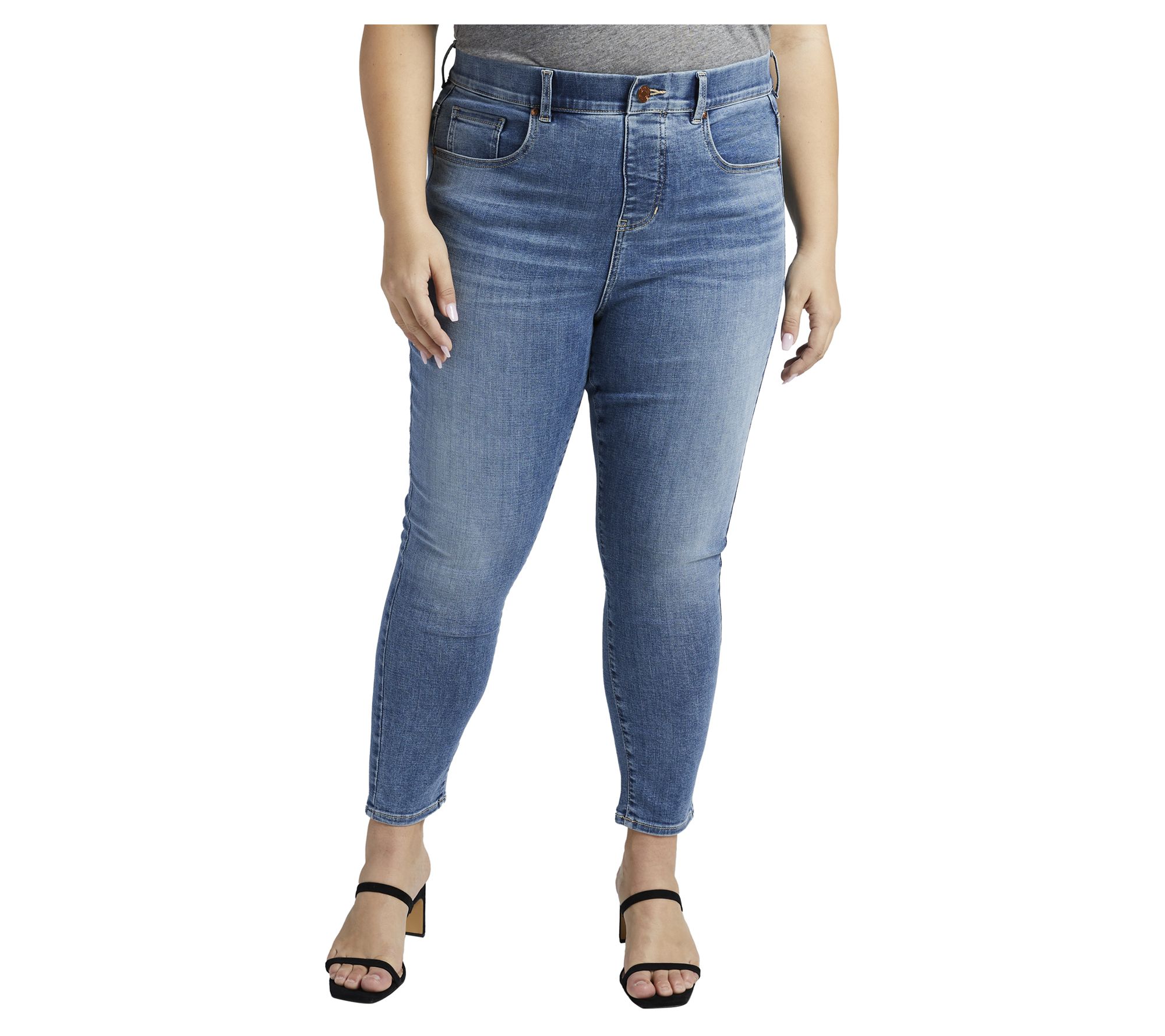 JAG Plus Size Valentina Skinny Crop Pull-On Jeans -Boardwalk - QVC.com