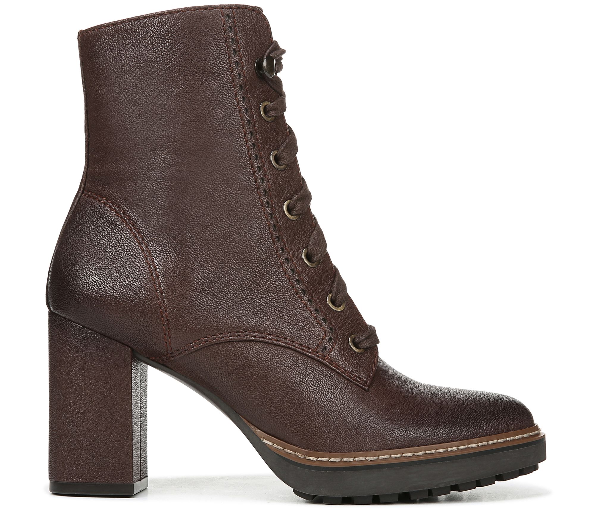 Naturalizer Leather Mid Shaft Lace Up Boots - Callie - QVC.com