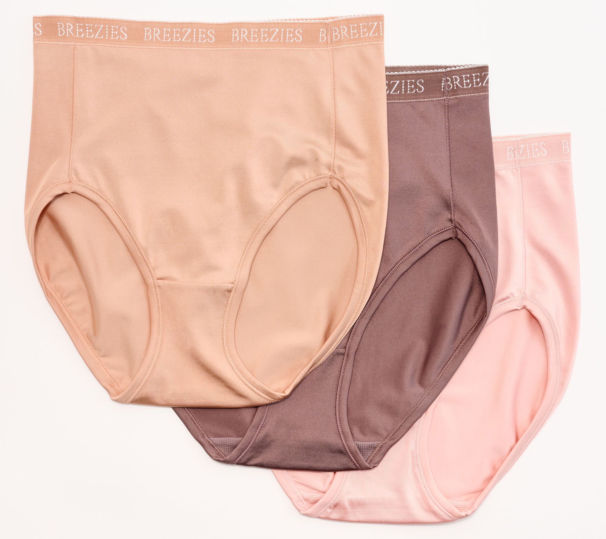 Breezies Women’s Set of 3 Bonded Seamless High-Cut Panties 
